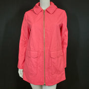 Kate Spade Women's Rain Coat Jacket Scallop Trim Hot Pink Striped Lining Sz M
