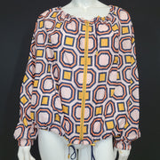 Tory Burch Women's Digby Packable Jacket Windbreaker Geometric Print Sz 8