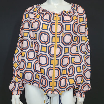 Tory Burch Women's Digby Packable Jacket Windbreaker Geometric Print Sz 8