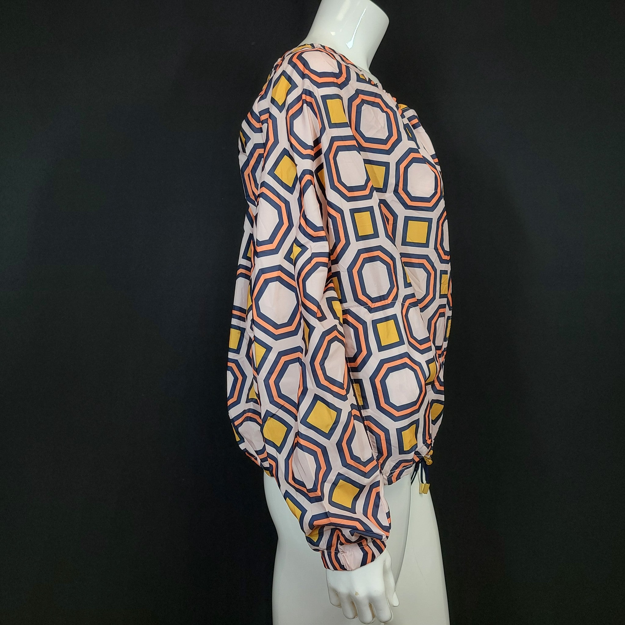 Tory Burch Women's Digby Packable Jacket Windbreaker Geometric Print Sz 8
