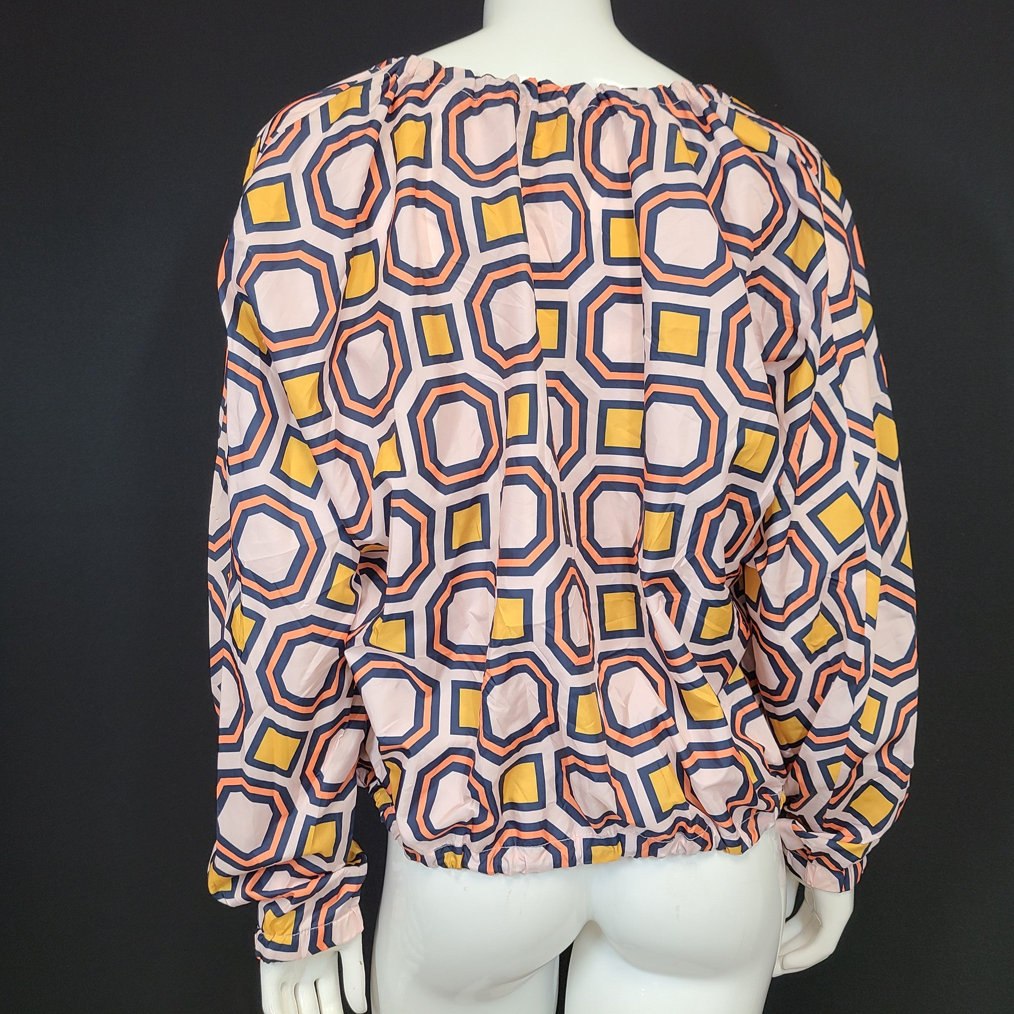 Tory Burch Women's Digby Packable Jacket Windbreaker Geometric Print Sz 8