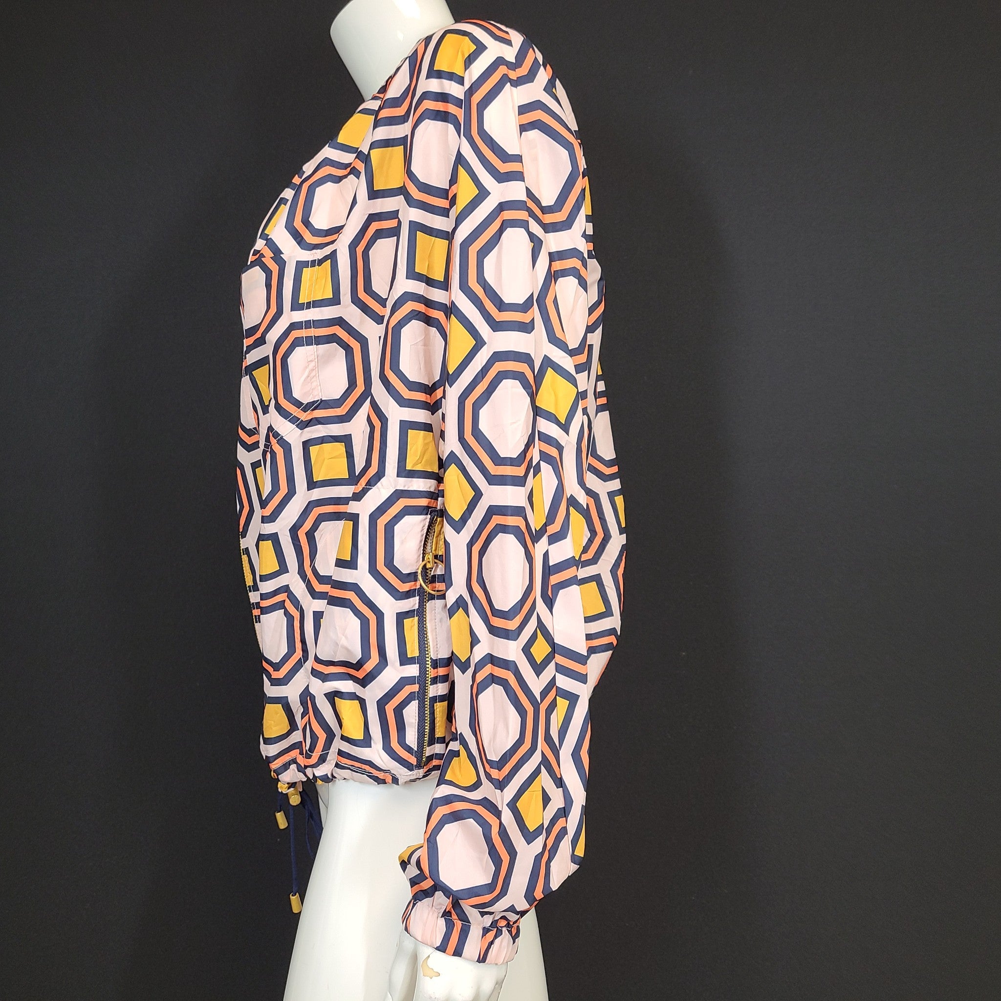 Tory Burch Women's Digby Packable Jacket Windbreaker Geometric Print Sz 8
