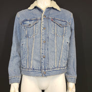 Levi's Premium Vintage Relaxed Sherpa Trucker Jacket Denim Jean Light Wash S