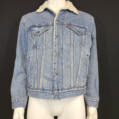 Levi's Premium Vintage Relaxed Sherpa Trucker Jacket Denim Jean Light Wash S