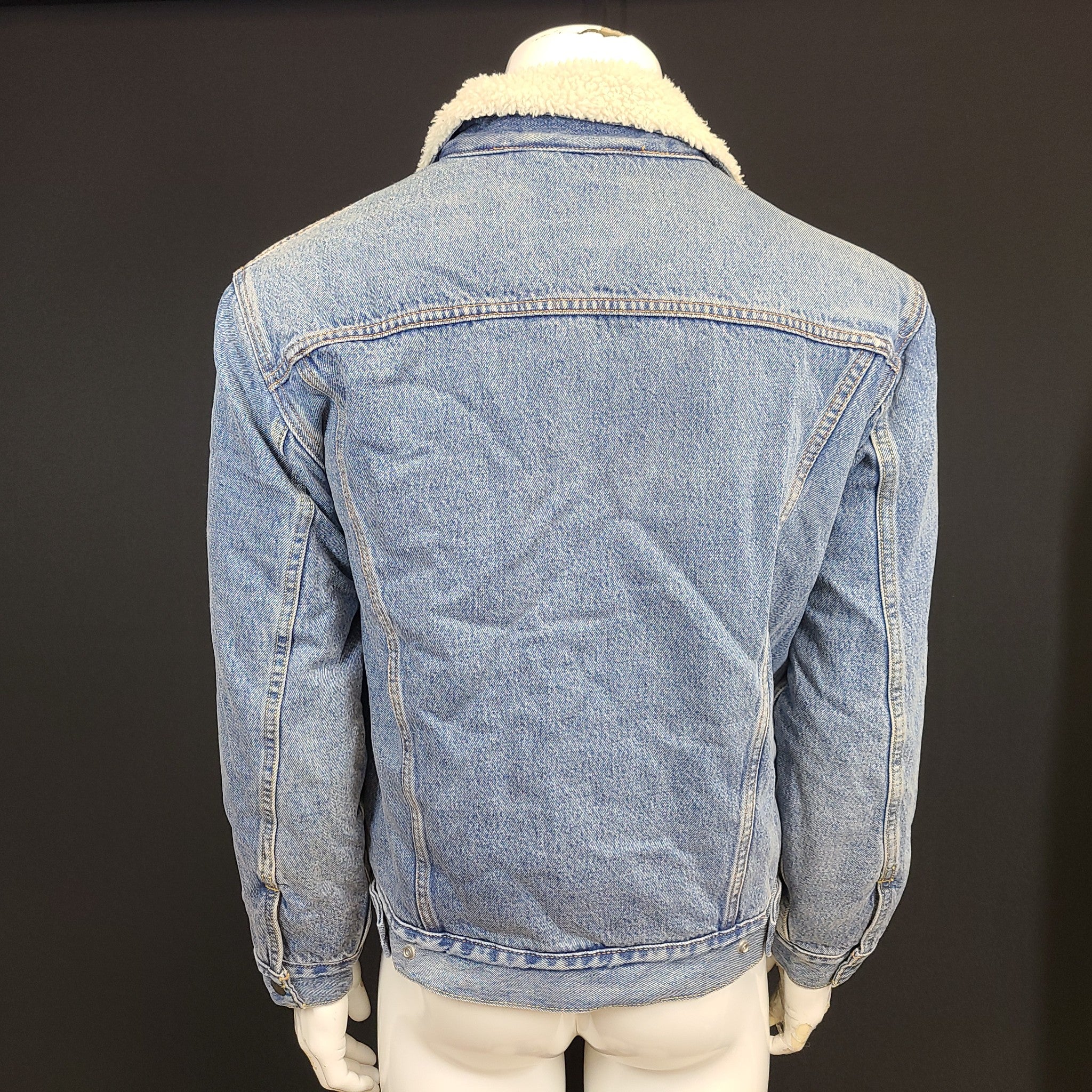 Levi's Premium Vintage Relaxed Sherpa Trucker Jacket Denim Jean Light Wash S