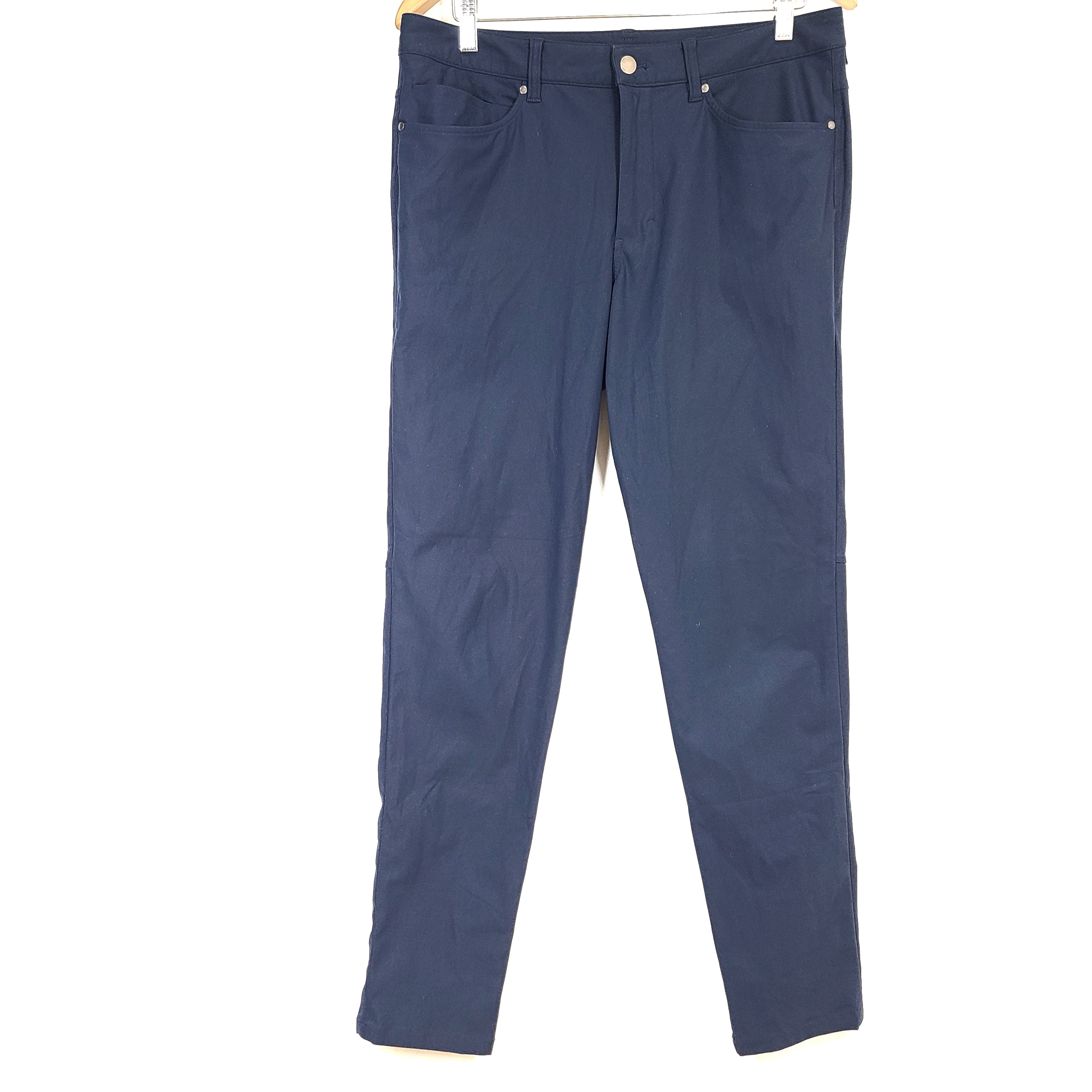 Navy Lululemon men's pants size 32, model D4.0000000, designed for athletic everyday wear.