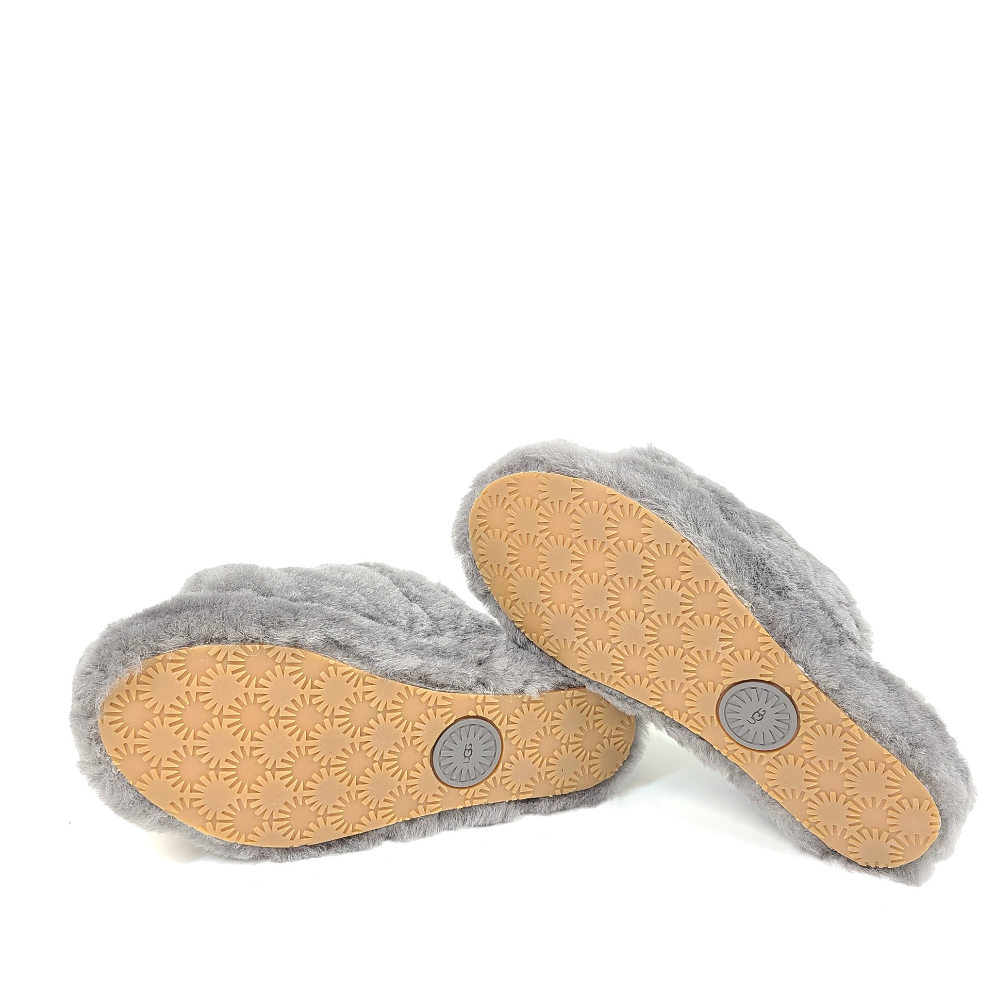UGG Women's Fluff Yeah Sandals Slides Fluffy Soft 1095119 Gray Size 7
