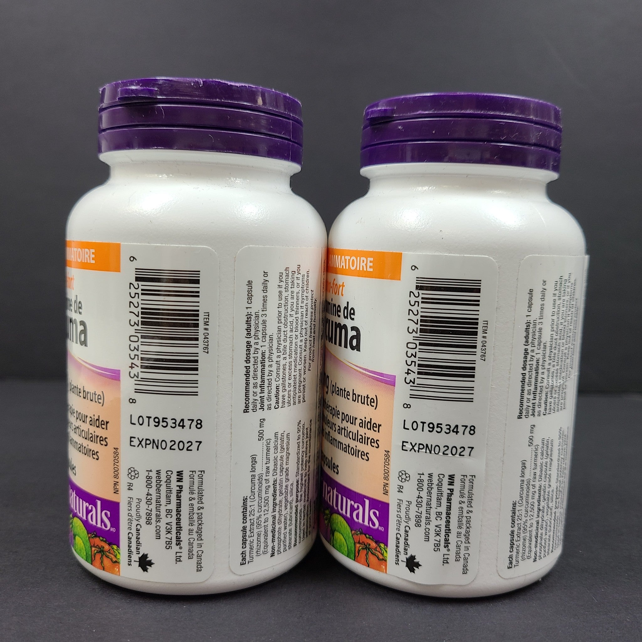 2 x 60 Ct Webber Naturals Turmeric Curcumin Extra Strength12,500 mg 11/27