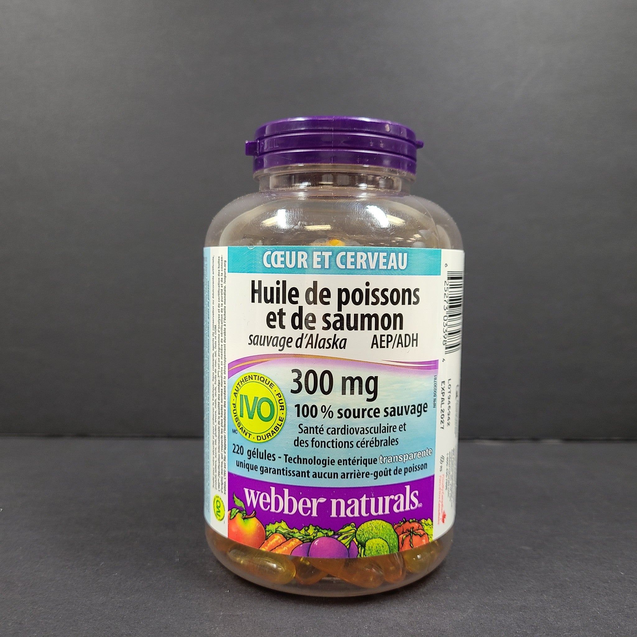 220 Ct Webber Naturals Omega-3 Wild Alaskan Salmon and Fish Oil 300mg 04/27