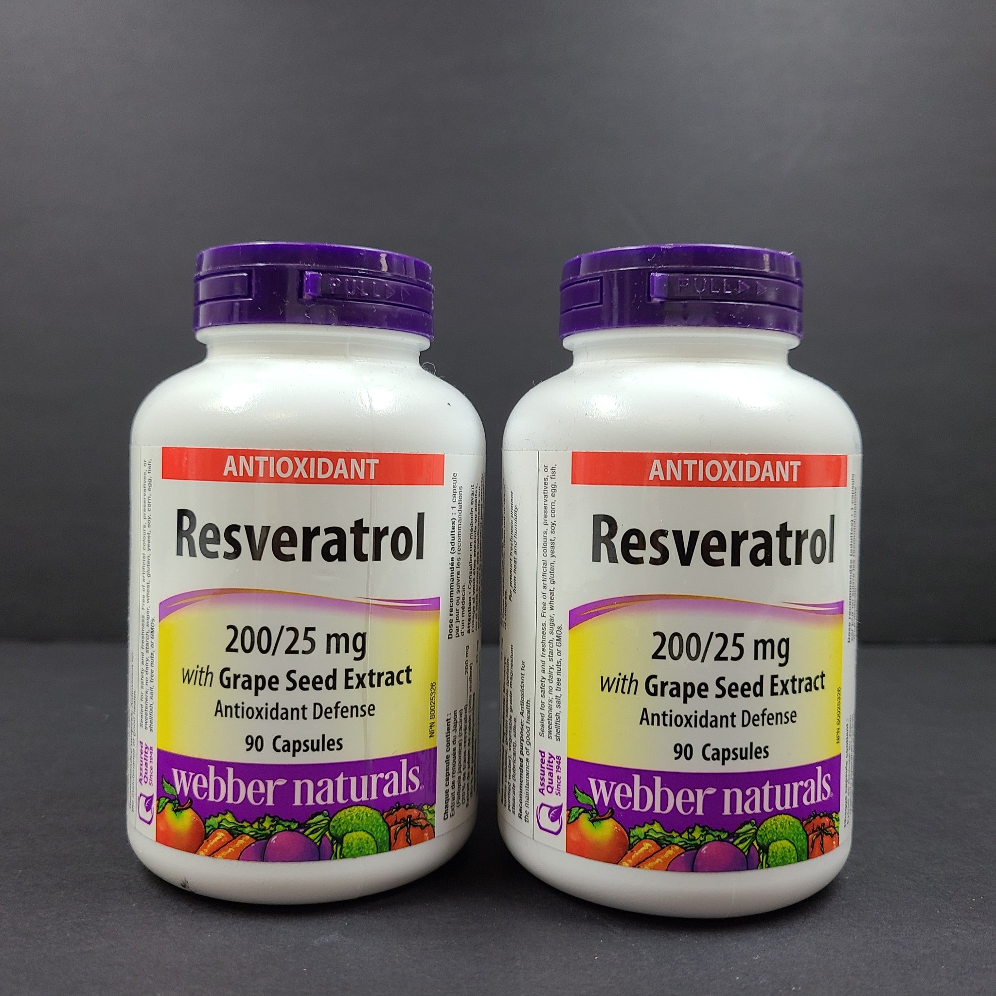 2 x 90 Ct Webber Naturals Resveratrol 200/25 mg Grape Seed Extract 06/26