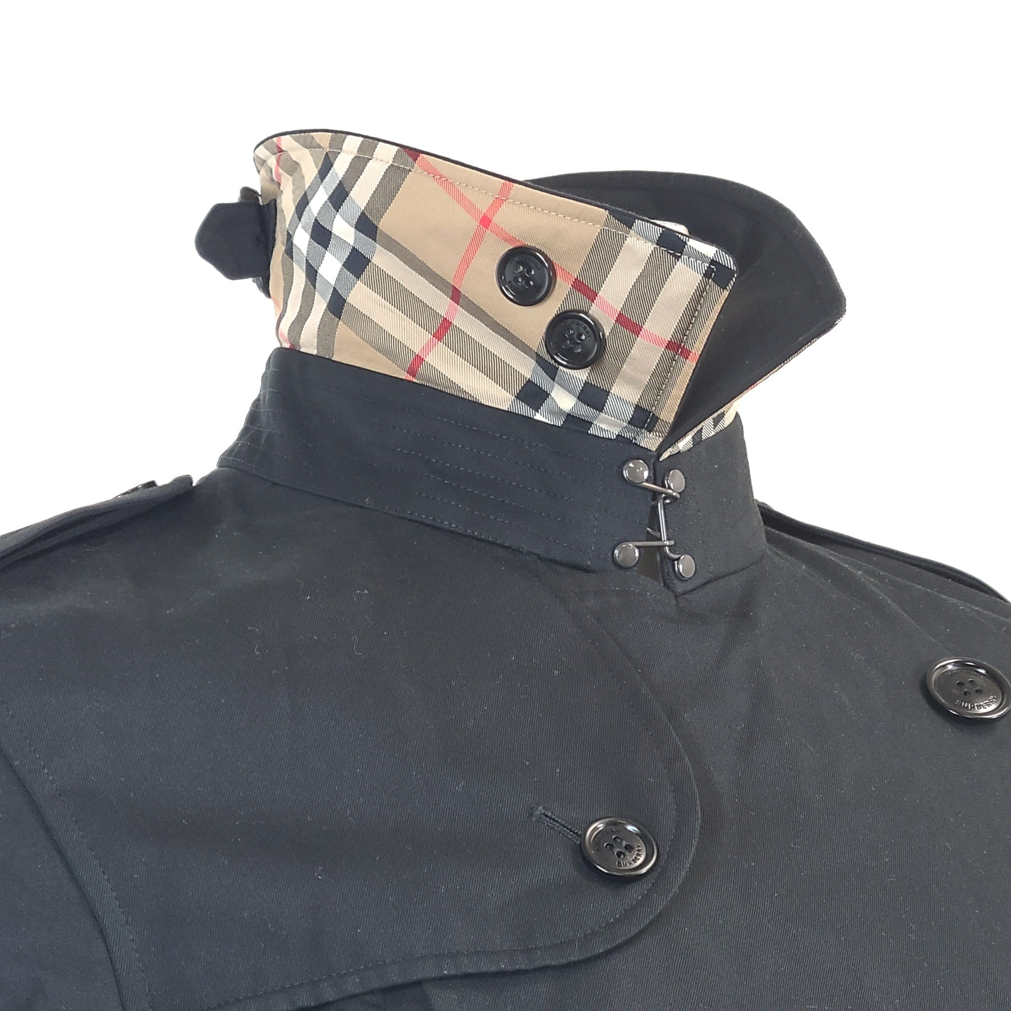 Burberry Women's Short Kensington Heritage Trench Coat Black Sz 12 / L LATEST
