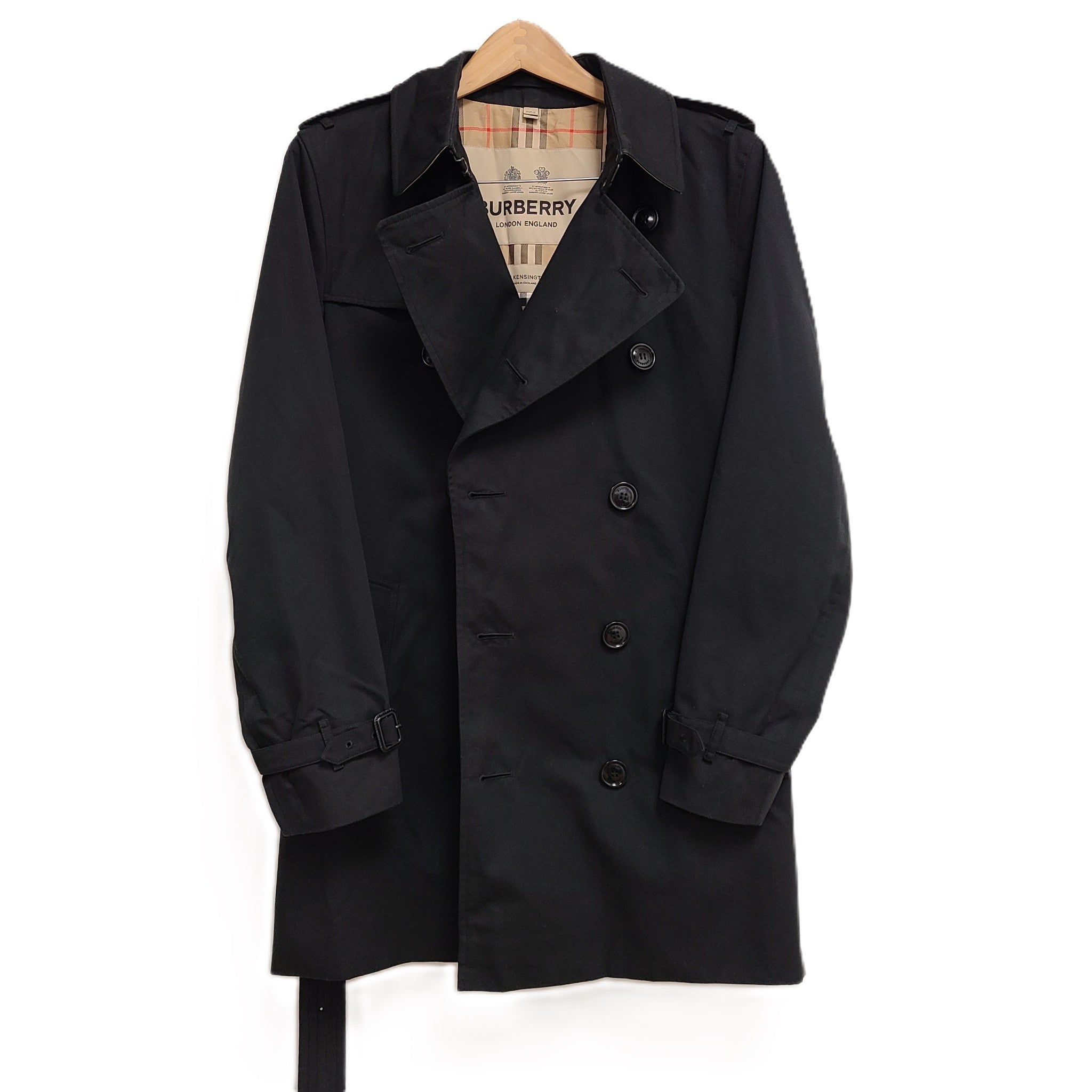 Burberry Women's Short Kensington Heritage Trench Coat Black Sz 12 / L LATEST