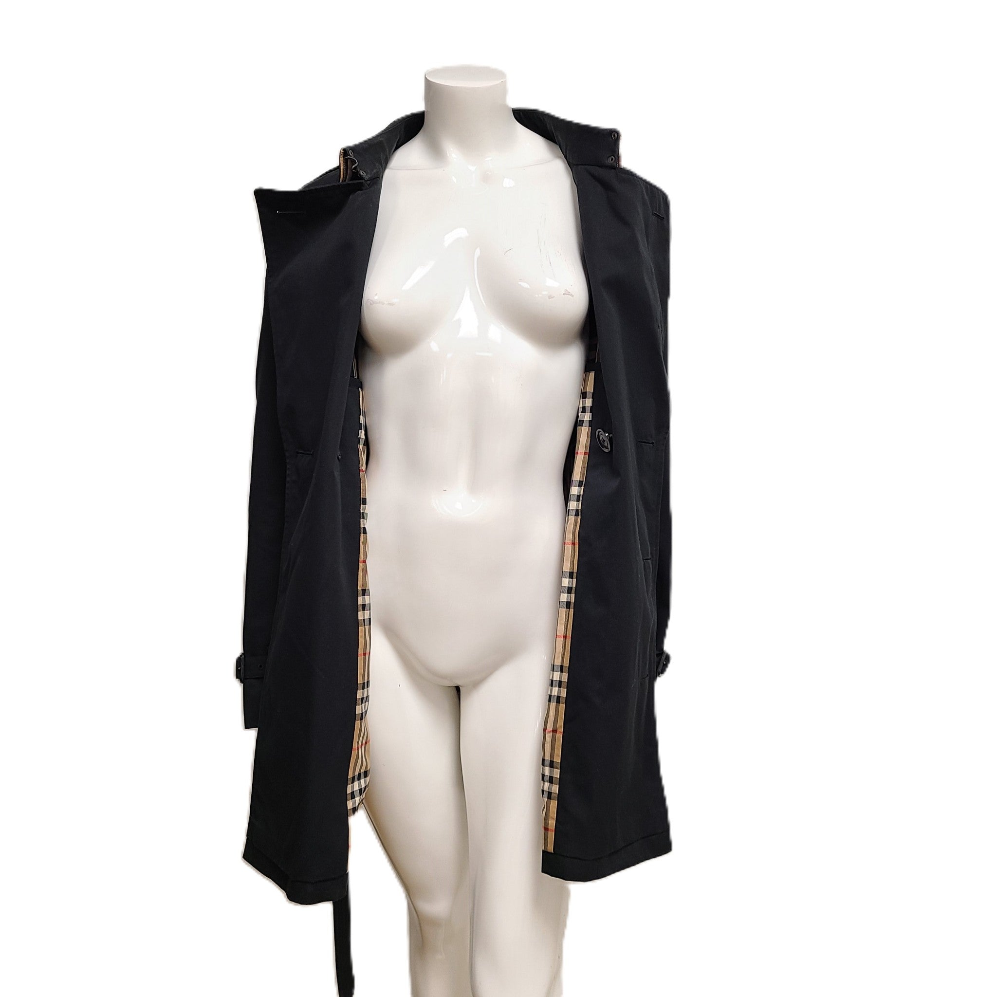 Burberry Women's Short Kensington Heritage Trench Coat Black Sz 12 / L LATEST