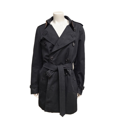 Burberry Women's Short Kensington Heritage Trench Coat Black Sz 12 / L LATEST