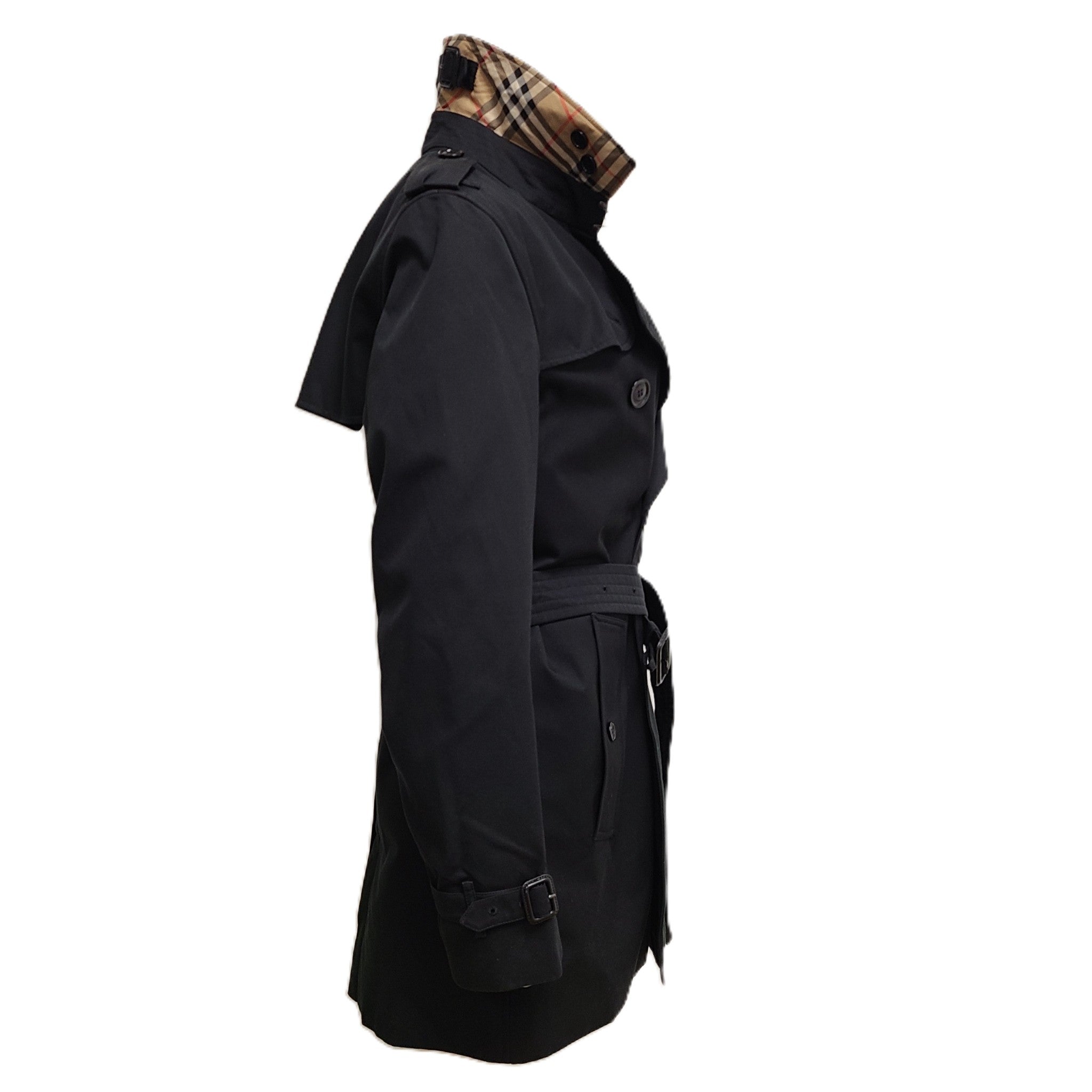 Burberry Women's Short Kensington Heritage Trench Coat Black Sz 12 / L LATEST