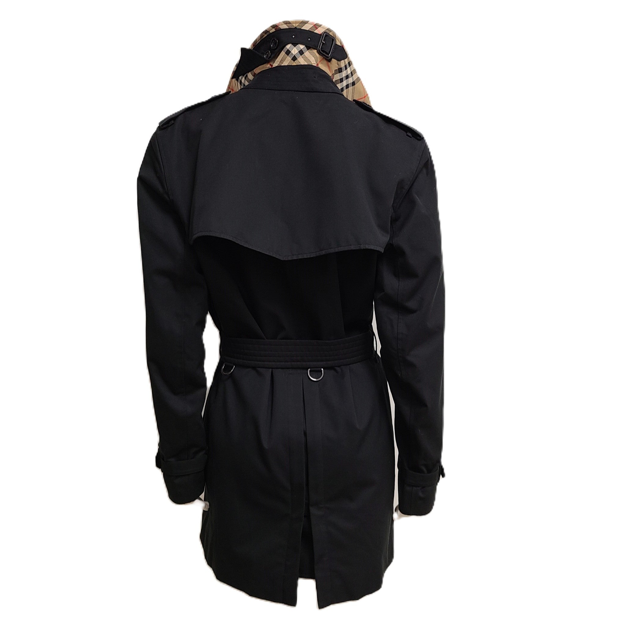 Burberry Women's Short Kensington Heritage Trench Coat Black Sz 12 / L LATEST