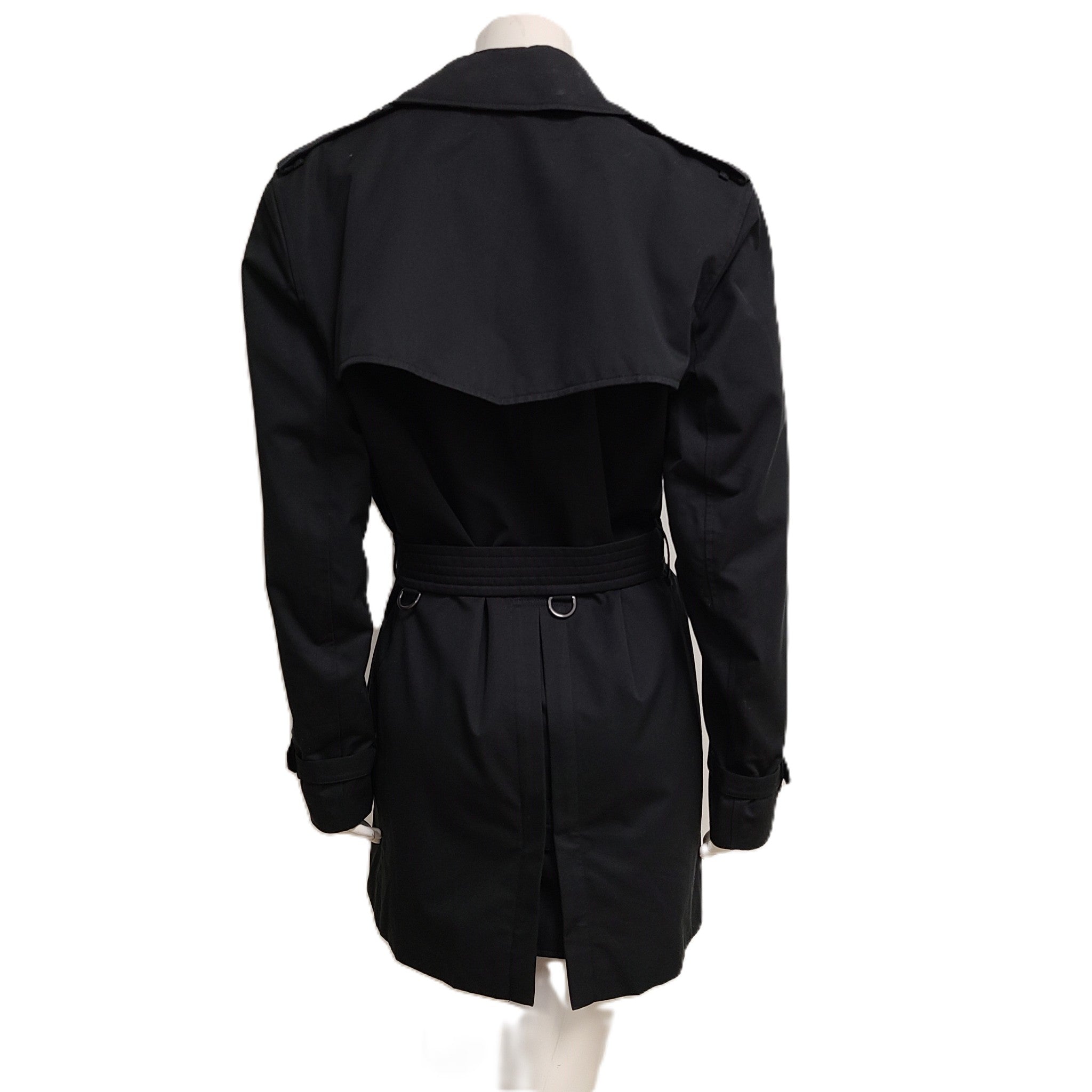 Burberry Women's Short Kensington Heritage Trench Coat Black Sz 12 / L LATEST