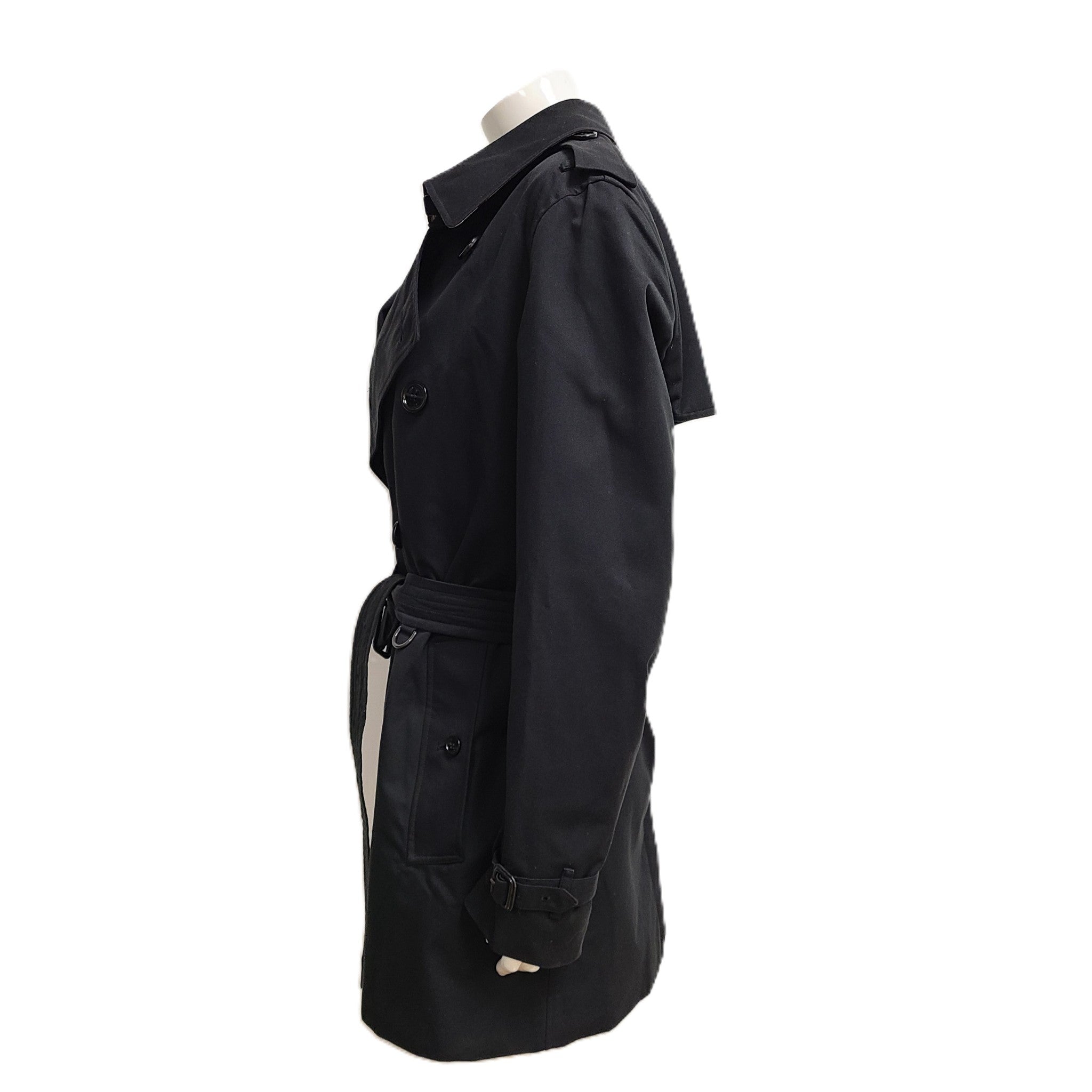 Burberry Women's Short Kensington Heritage Trench Coat Black Sz 12 / L LATEST