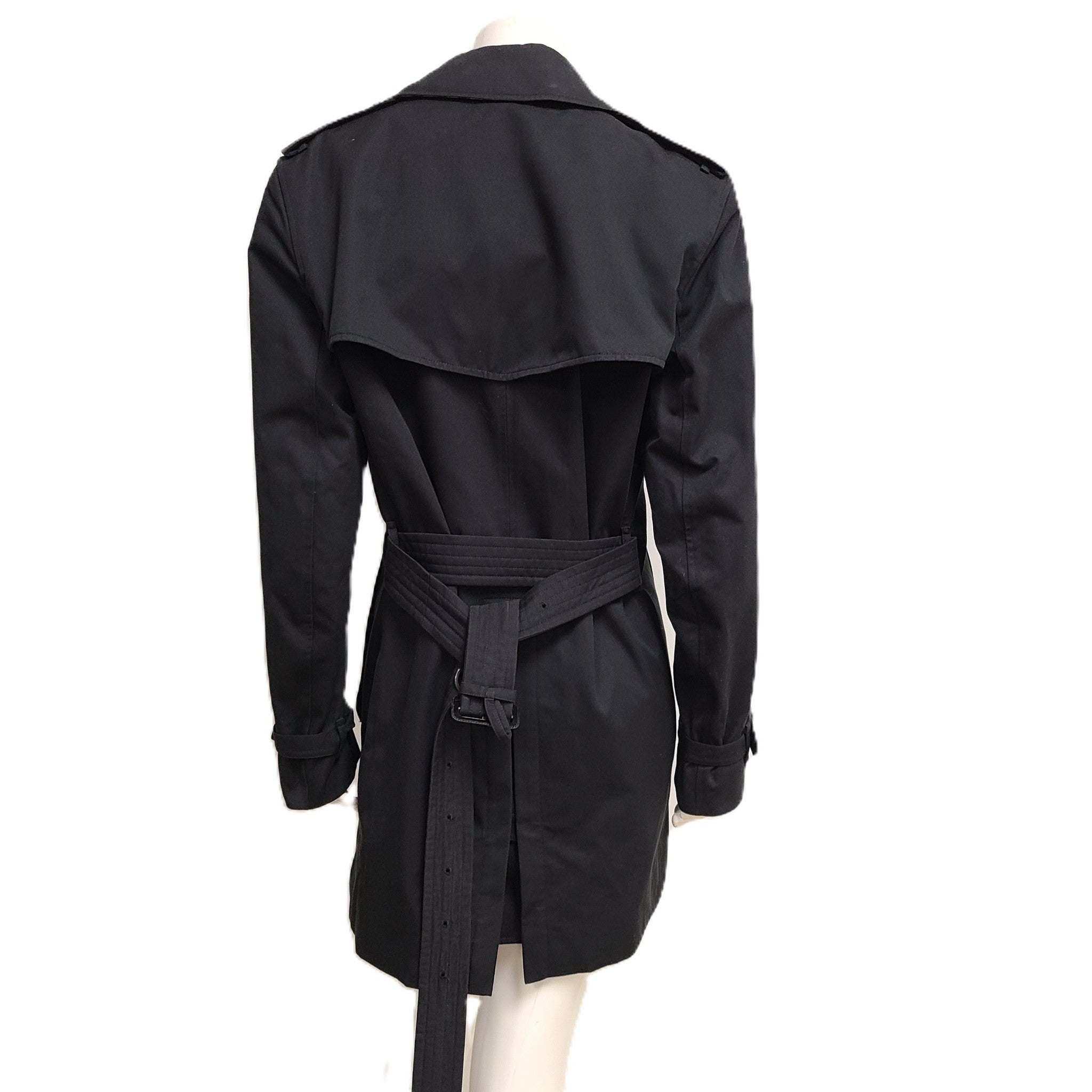 Burberry Women's Short Kensington Heritage Trench Coat Black Sz 12 / L LATEST