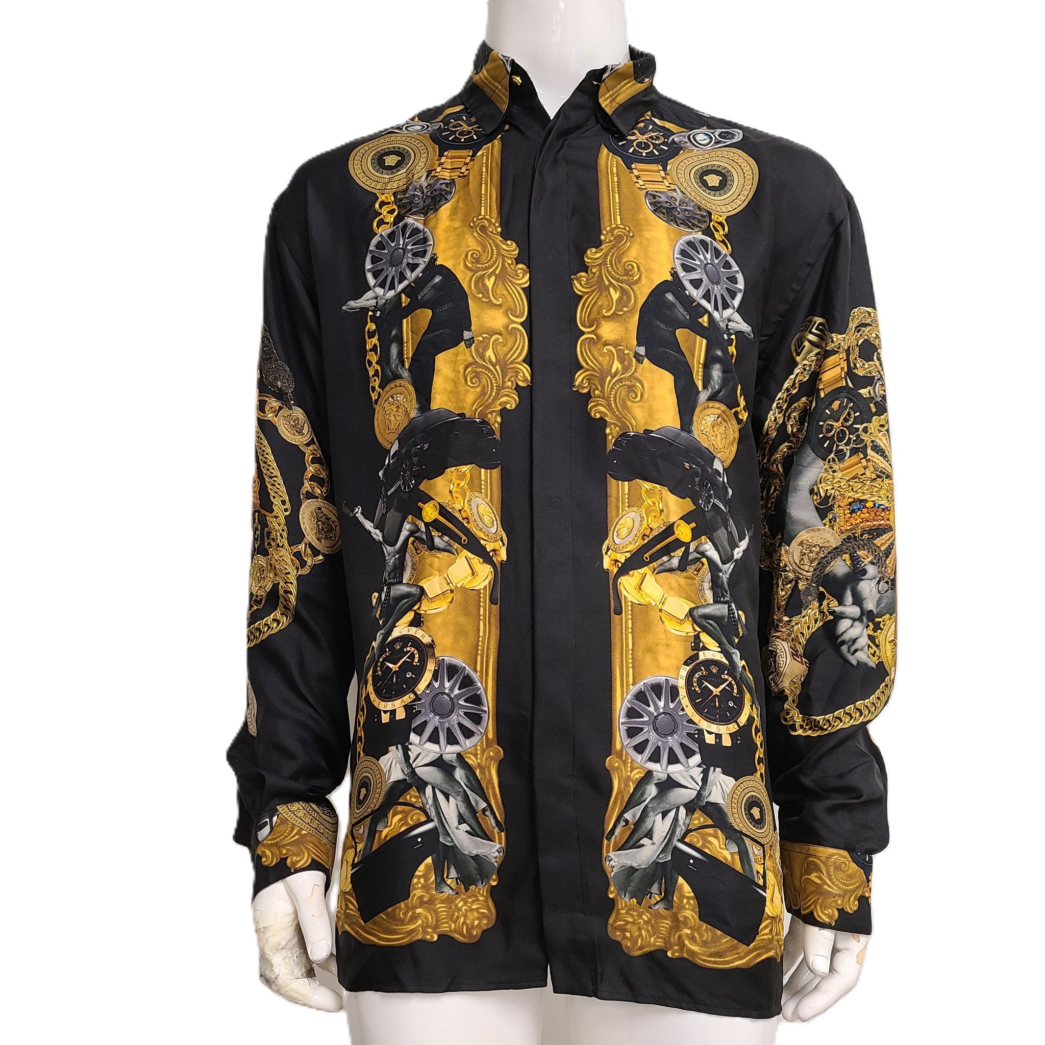 Versace Men's 100% Silk Printed Buttoned Shirt Sz EUR 41 / XL