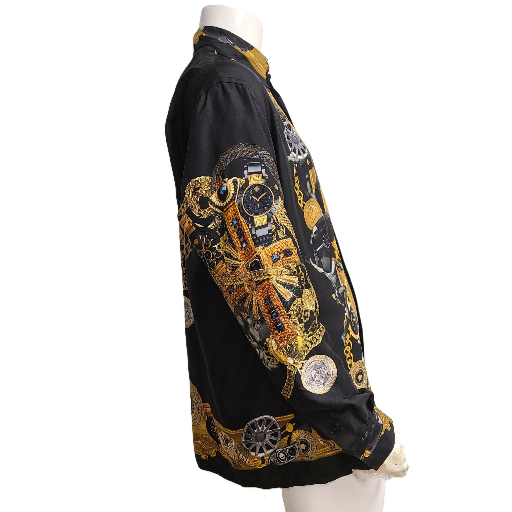 Versace Men's 100% Silk Printed Buttoned Shirt Sz EUR 41 / XL