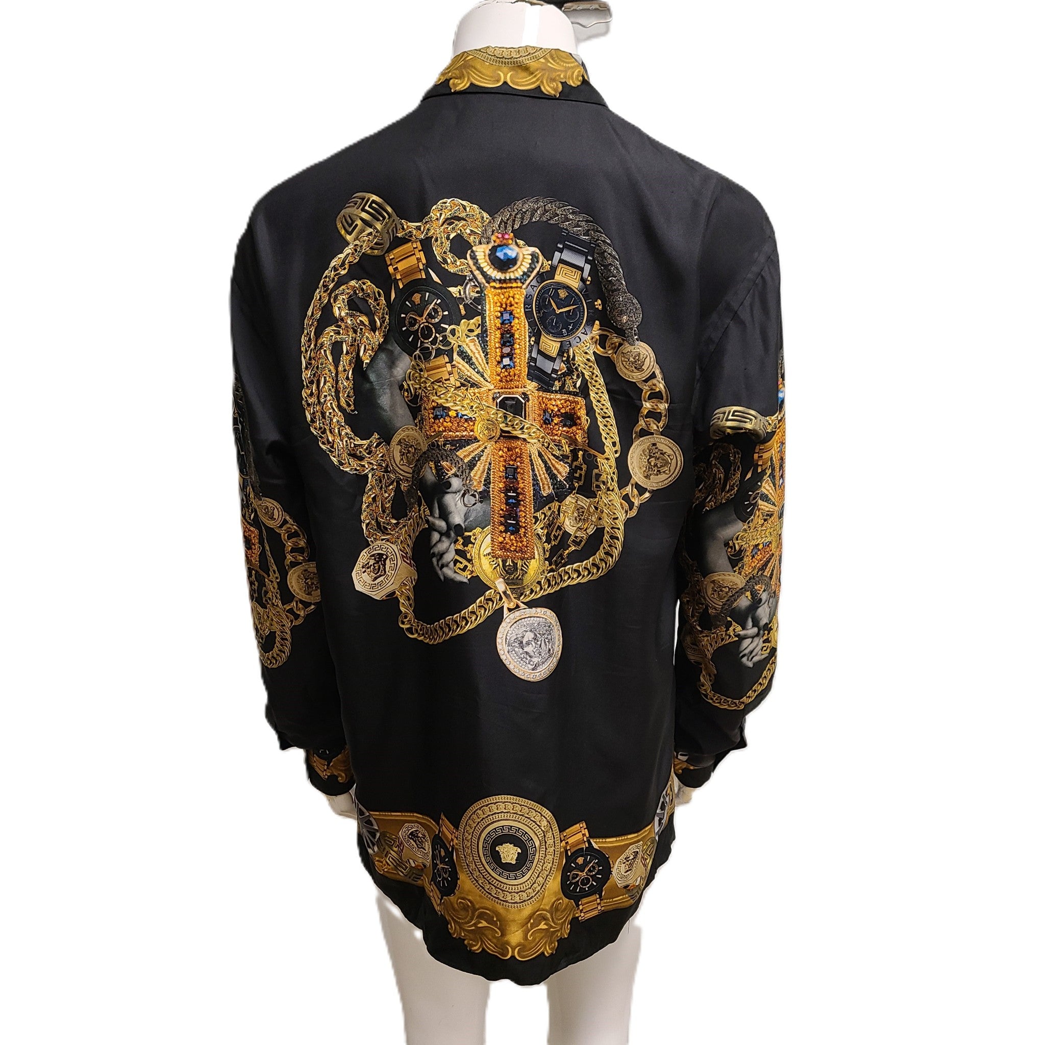 Versace Men's 100% Silk Printed Buttoned Shirt Sz EUR 41 / XL