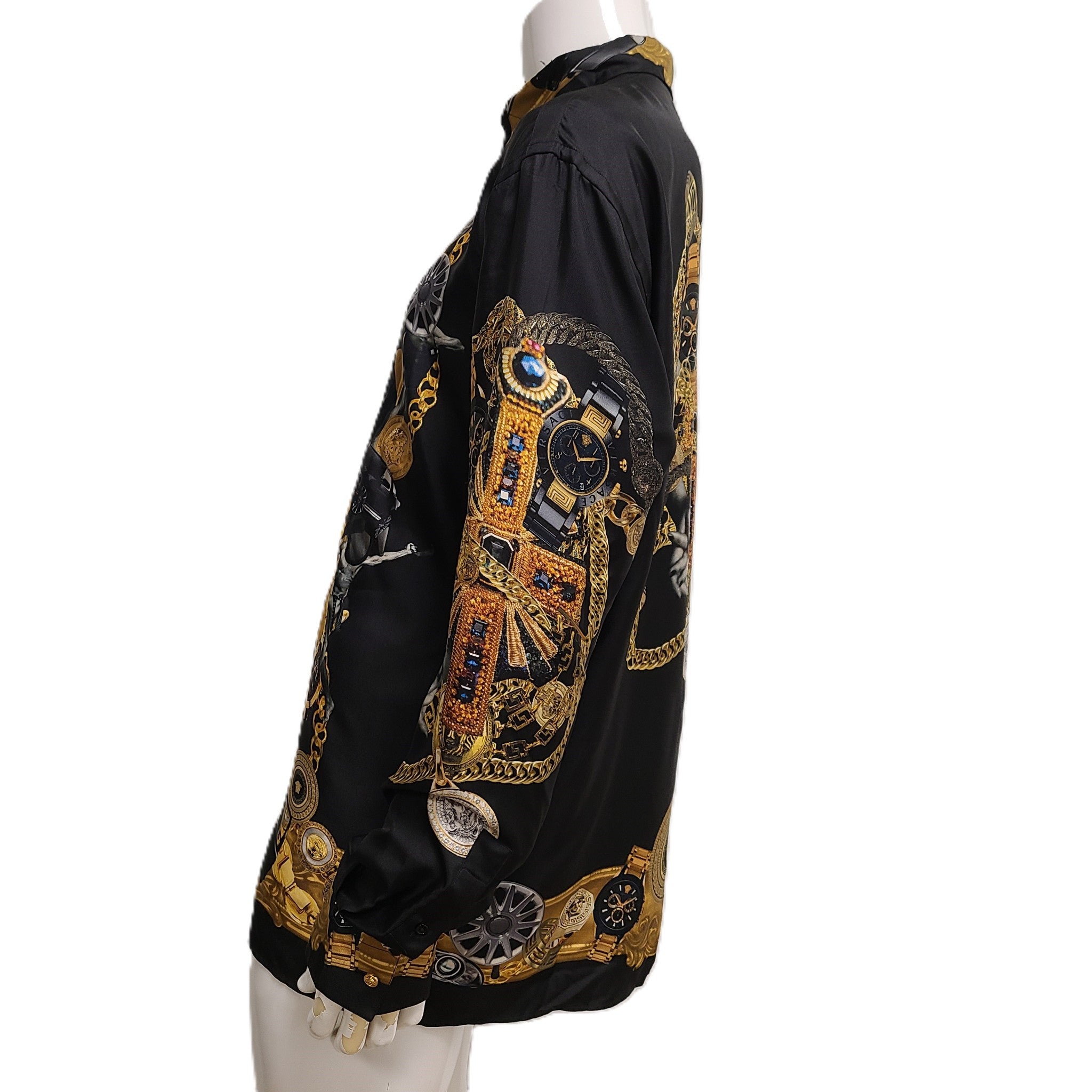 Versace Men's 100% Silk Printed Buttoned Shirt Sz EUR 41 / XL