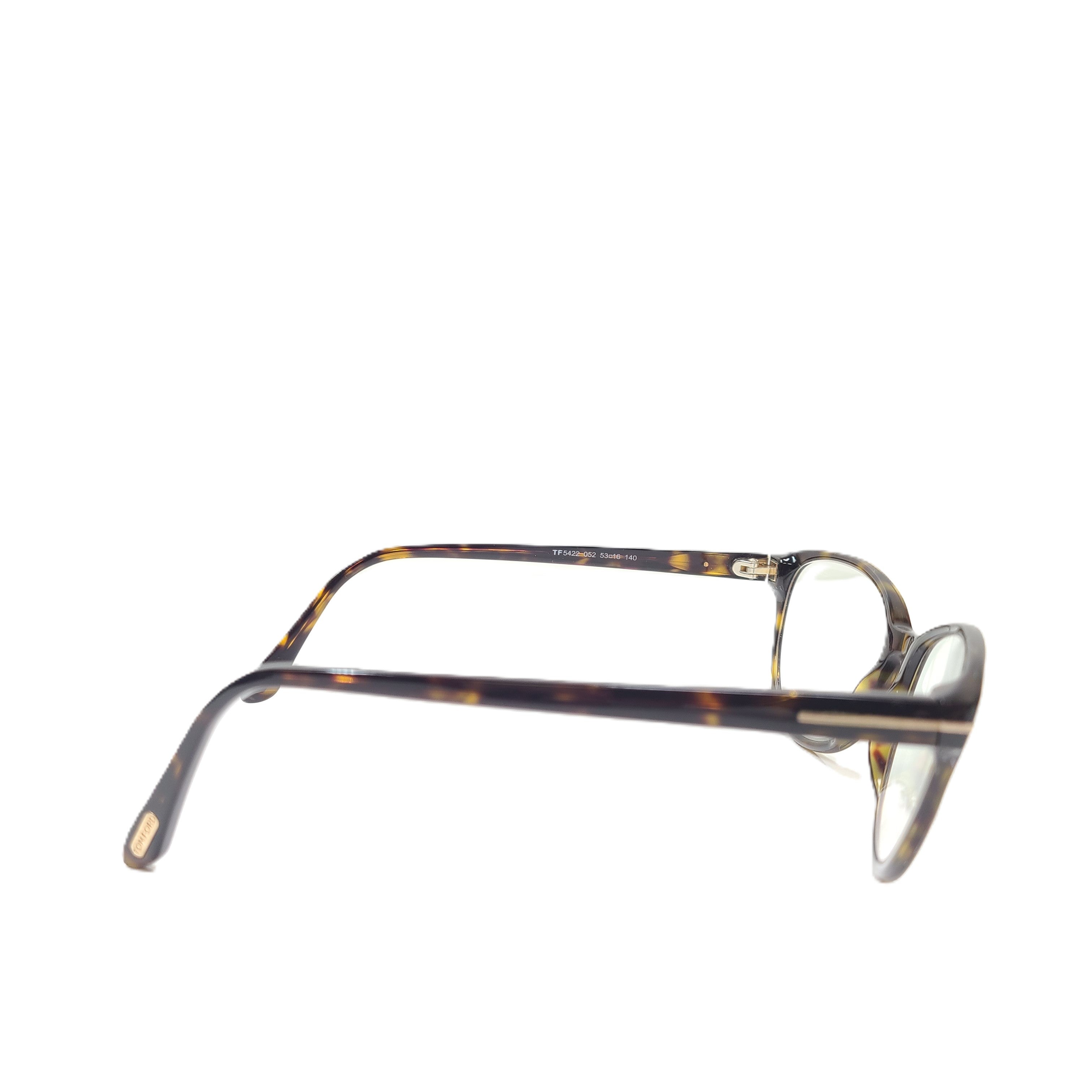 Classic Tom Ford tortoise optical frames in a 53mm size with refined Italian construction.
