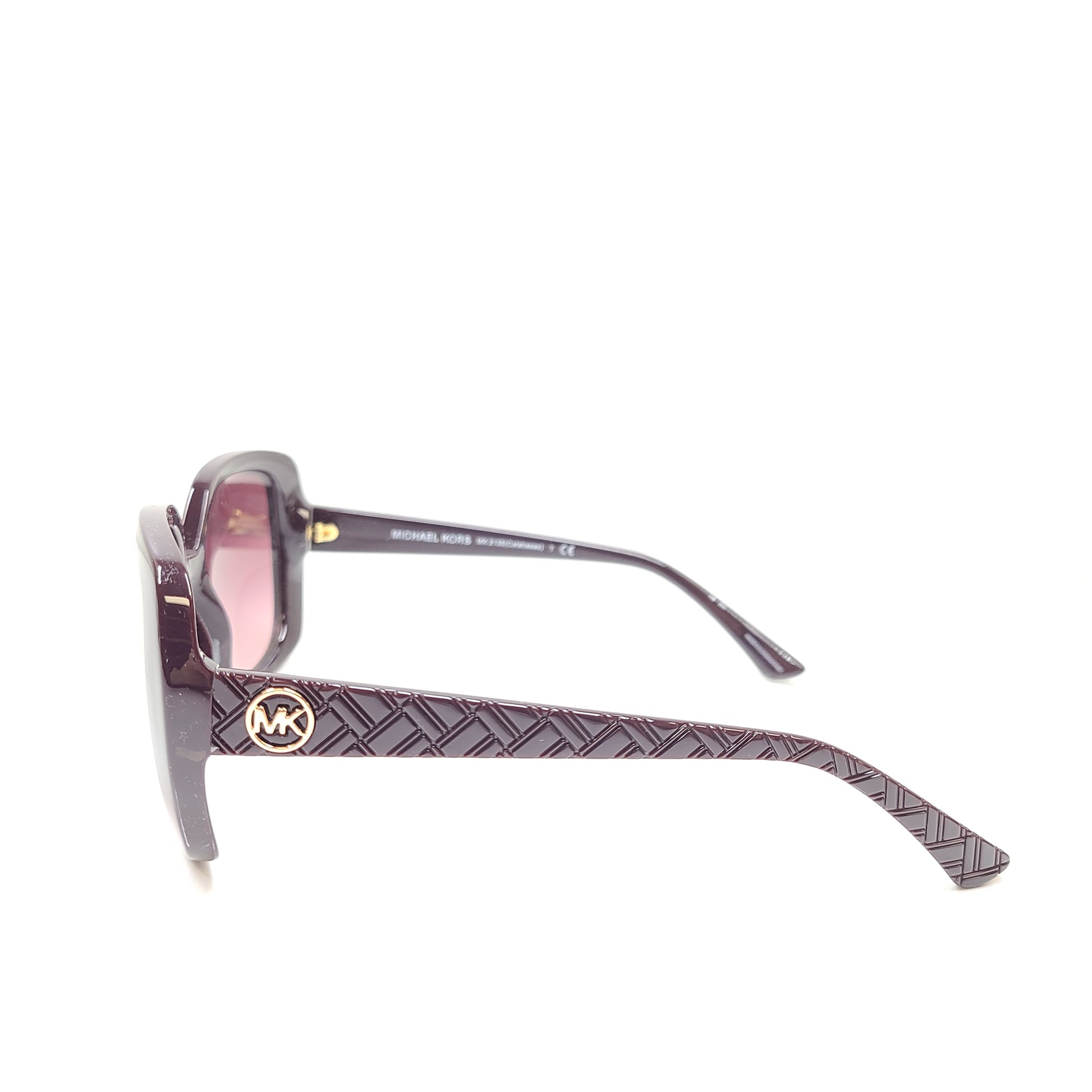 Michael Kors Calabasas MK2135 purple square-frame sunglasses with 56mm lens width and 18mm bridge.
