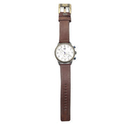 A FRYE analog wristwatch with a brown genuine leather strap, stainless steel case, and Japanese movement.