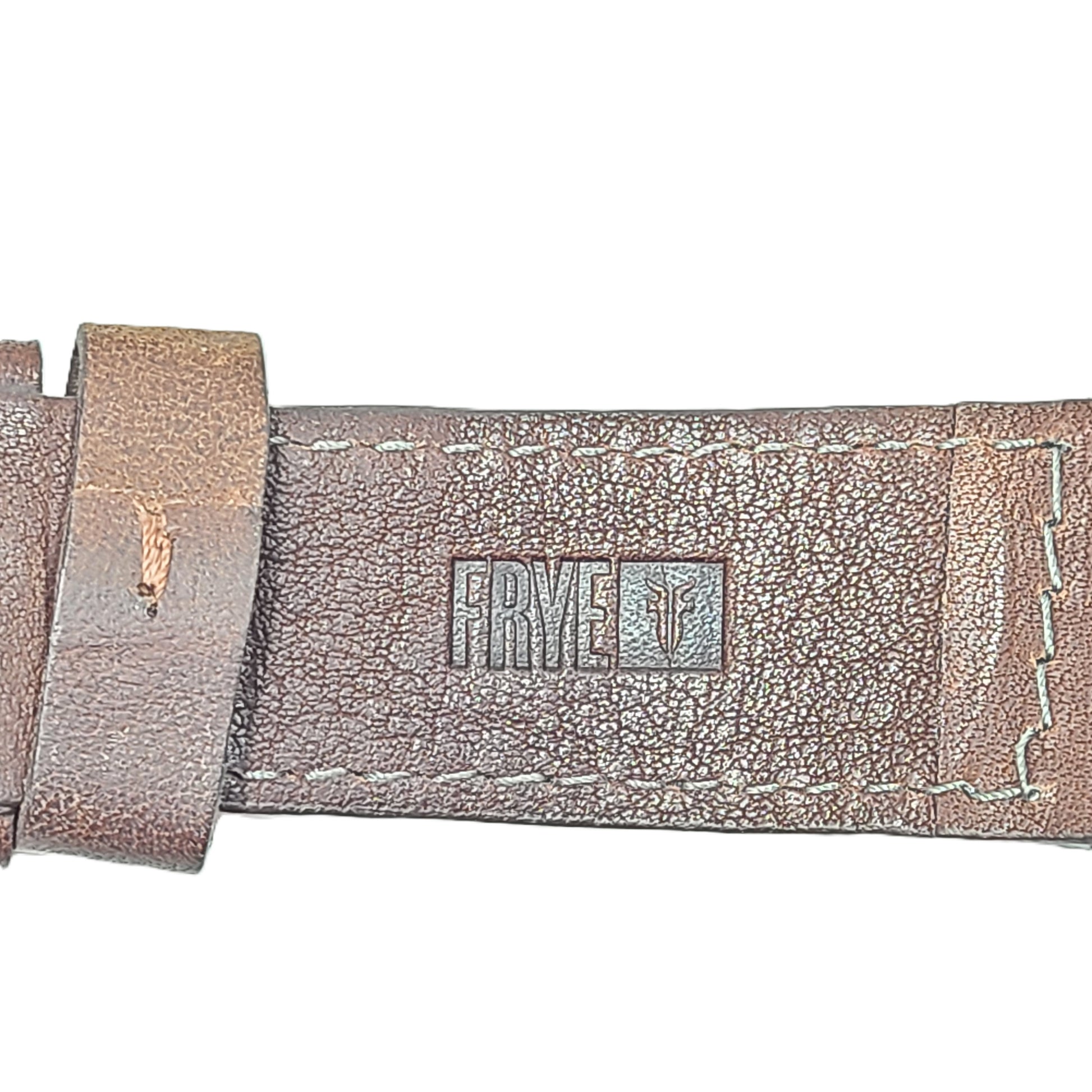 A FRYE analog wristwatch with a brown genuine leather strap, stainless steel case, and Japanese movement.