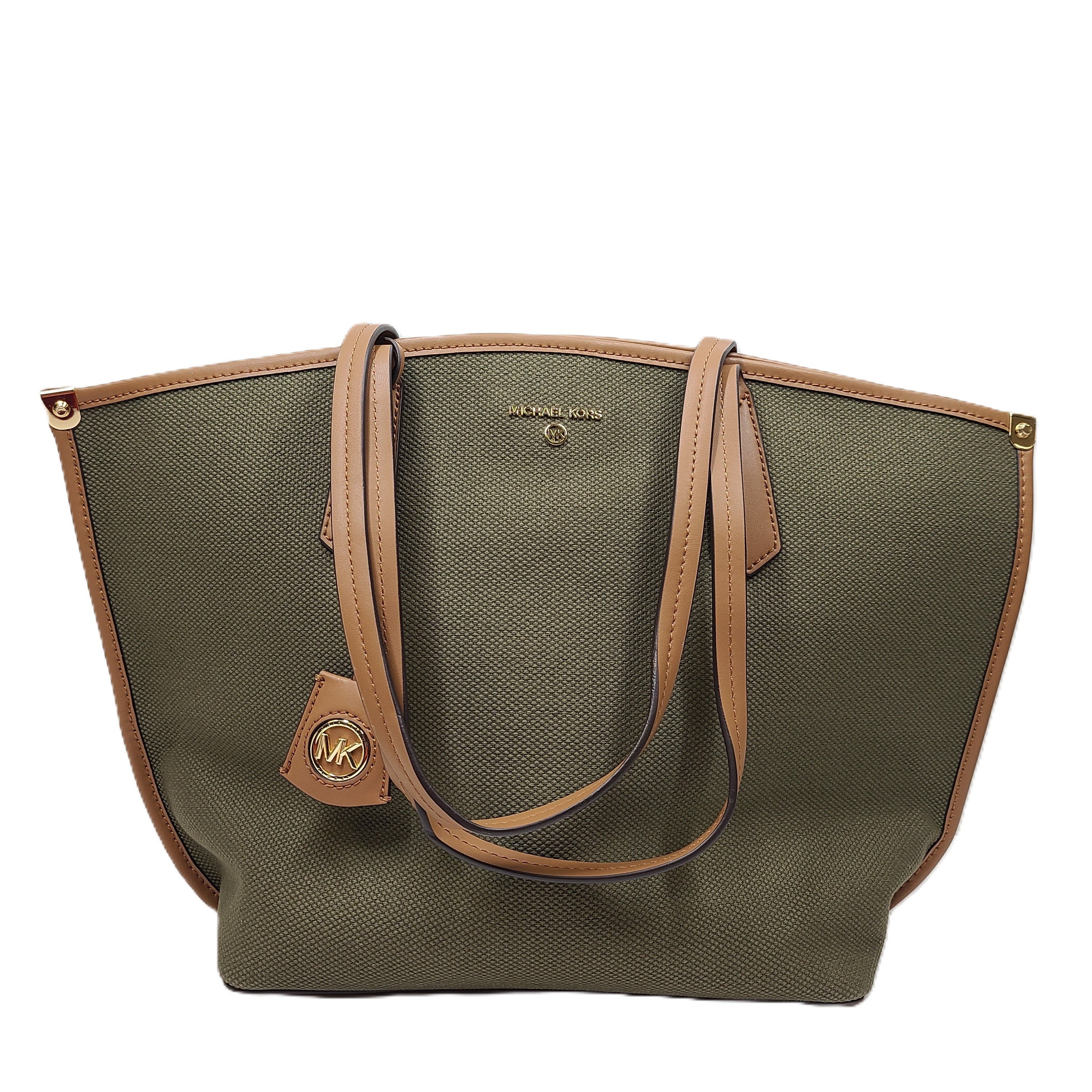 Michael Kors Jane large tote in Olive Multi with dual handles and a roomy interior for everyday carry.