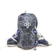 Compact Osprey Tempest 9 backpack in black, blue, and grey with Airscape back panel and adjustable straps for comfortable carry.