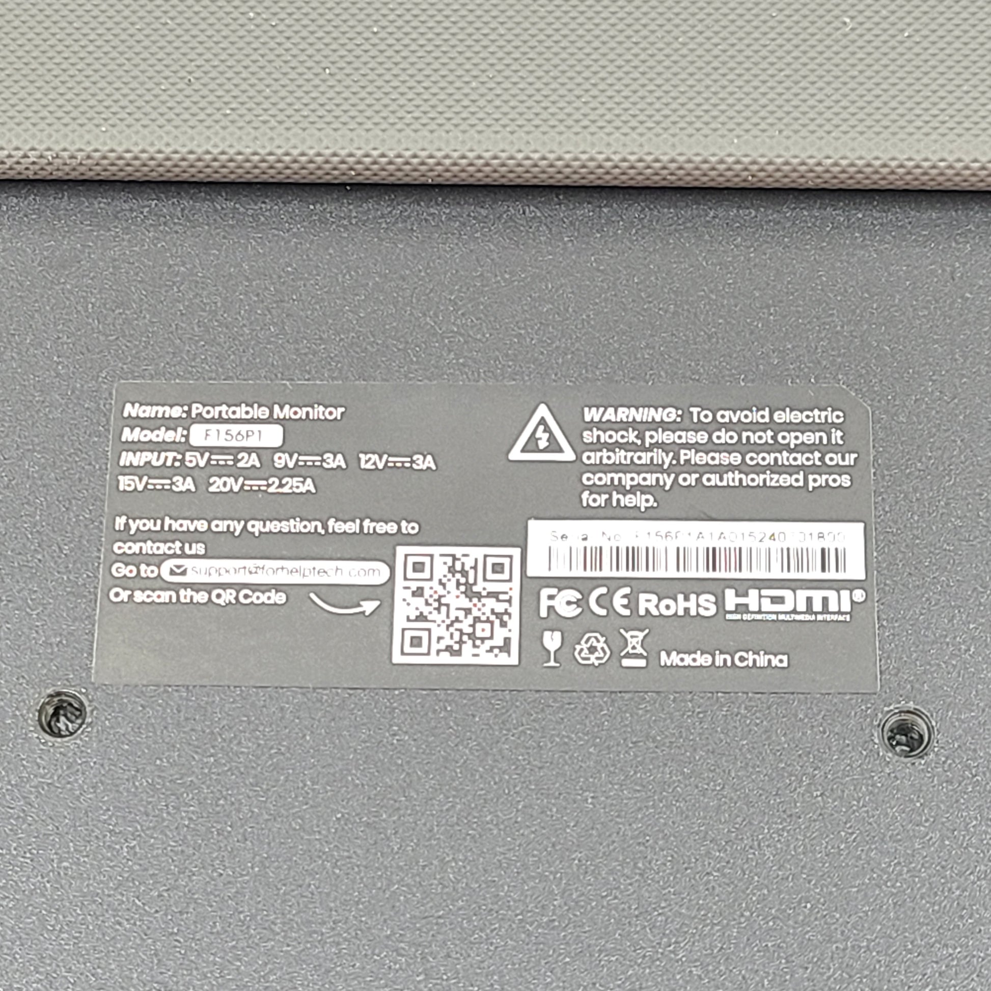 Slim ForHelp 15.6-inch portable monitor F156P1 in gray offering Full HD visuals and simple connectivity.