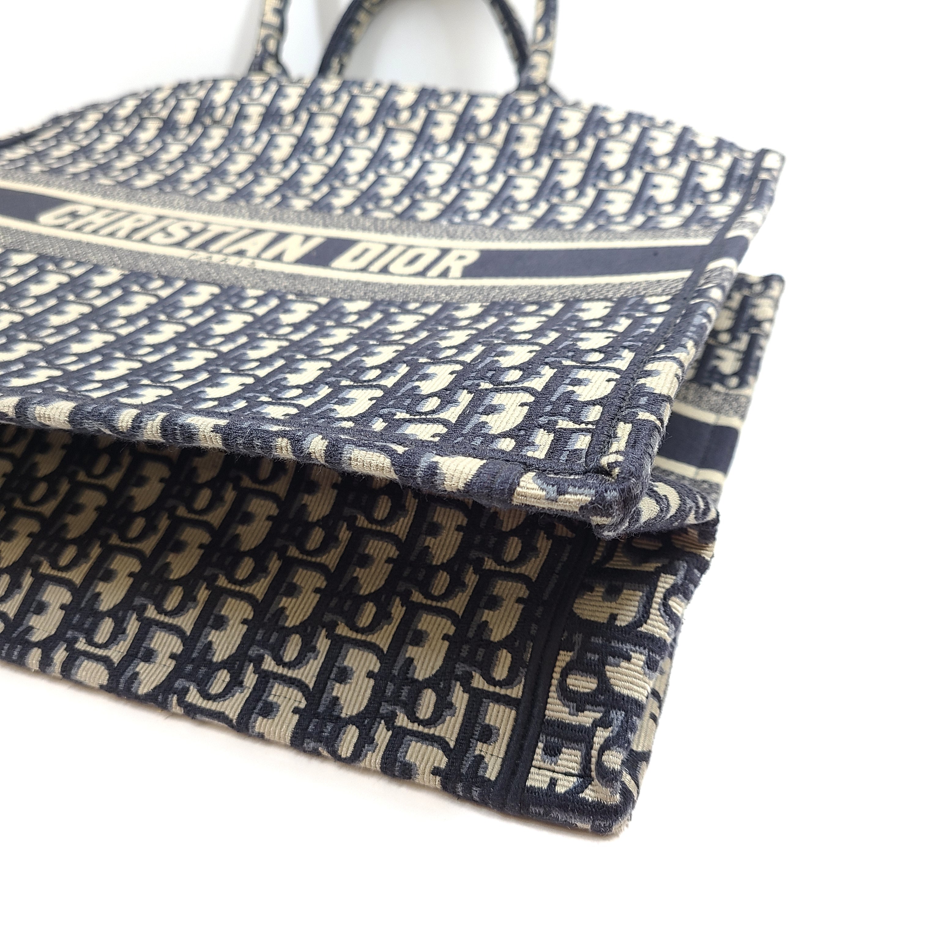 Christian Dior Large Book Tote Jacquard Oblique Embroidery Blue (42 x 35 x 18.5 cm)