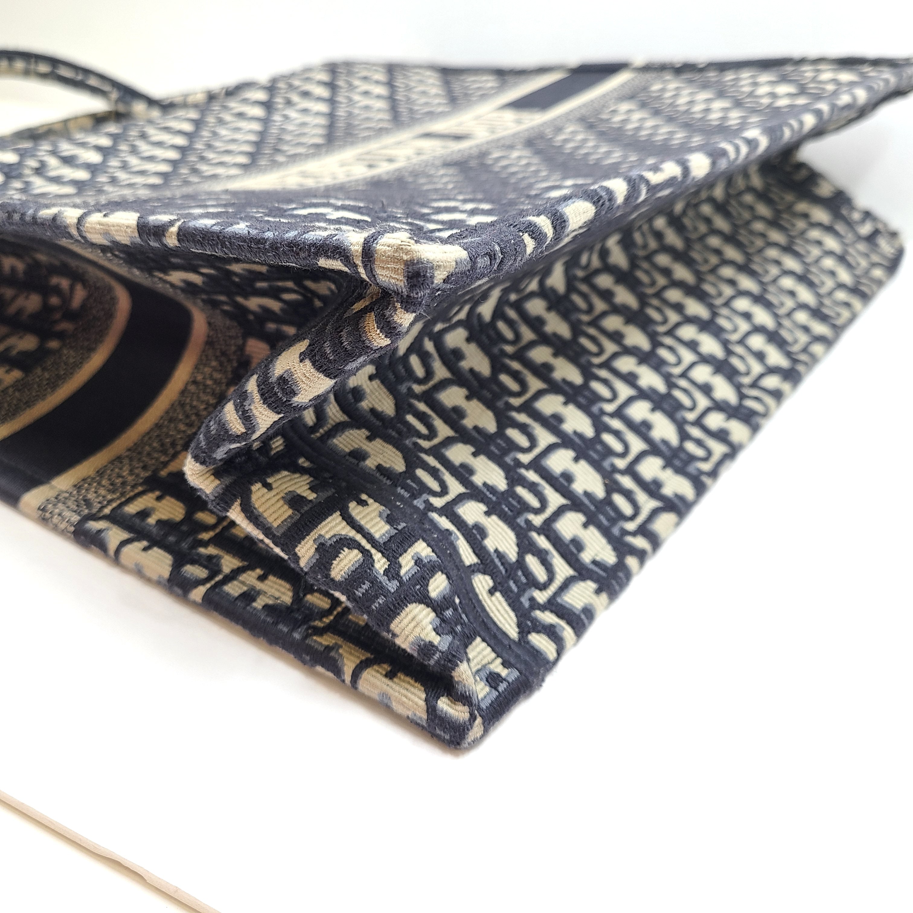 Christian Dior Large Book Tote Jacquard Oblique Embroidery Blue (42 x 35 x 18.5 cm)