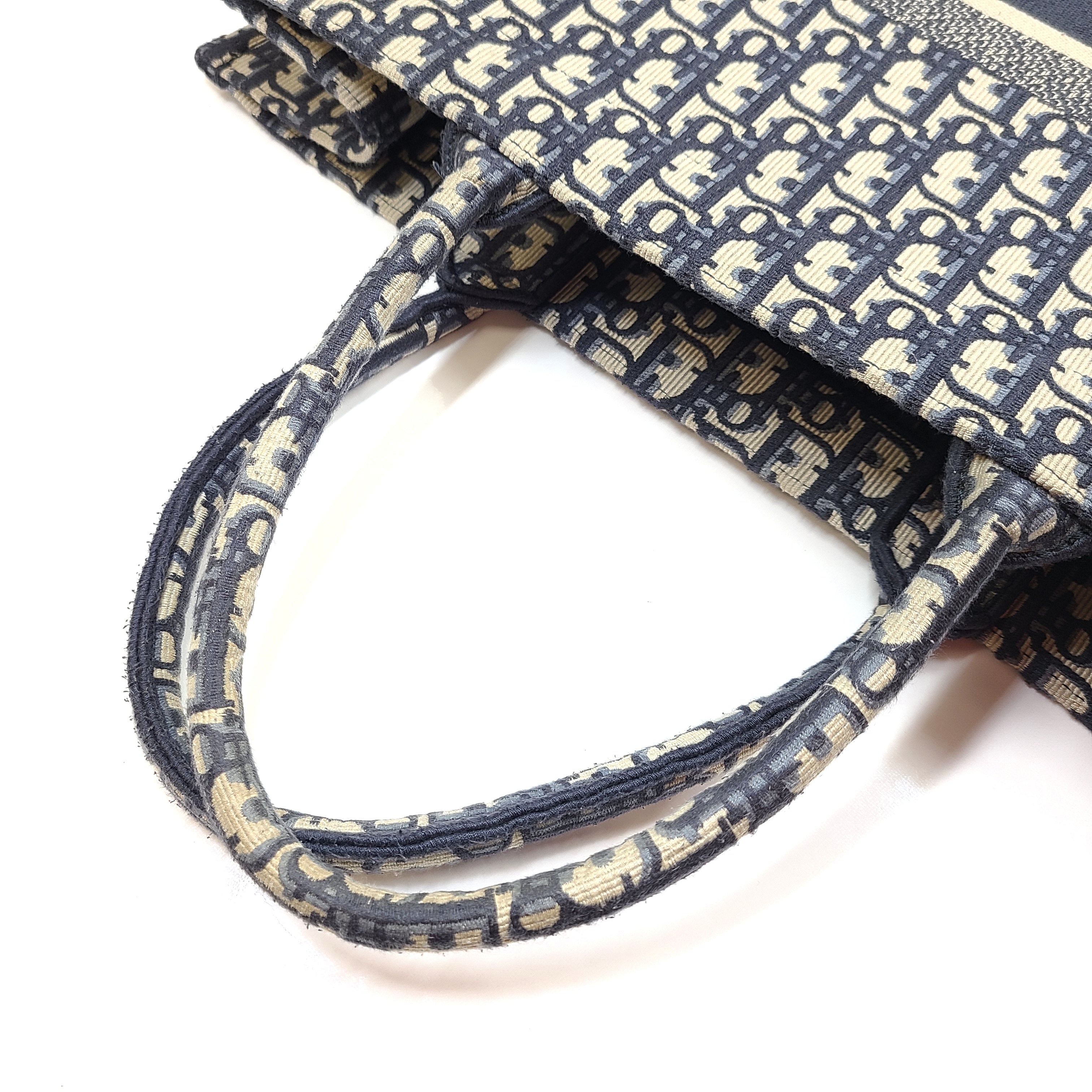 Christian Dior Large Book Tote Jacquard Oblique Embroidery Blue (42 x 35 x 18.5 cm)