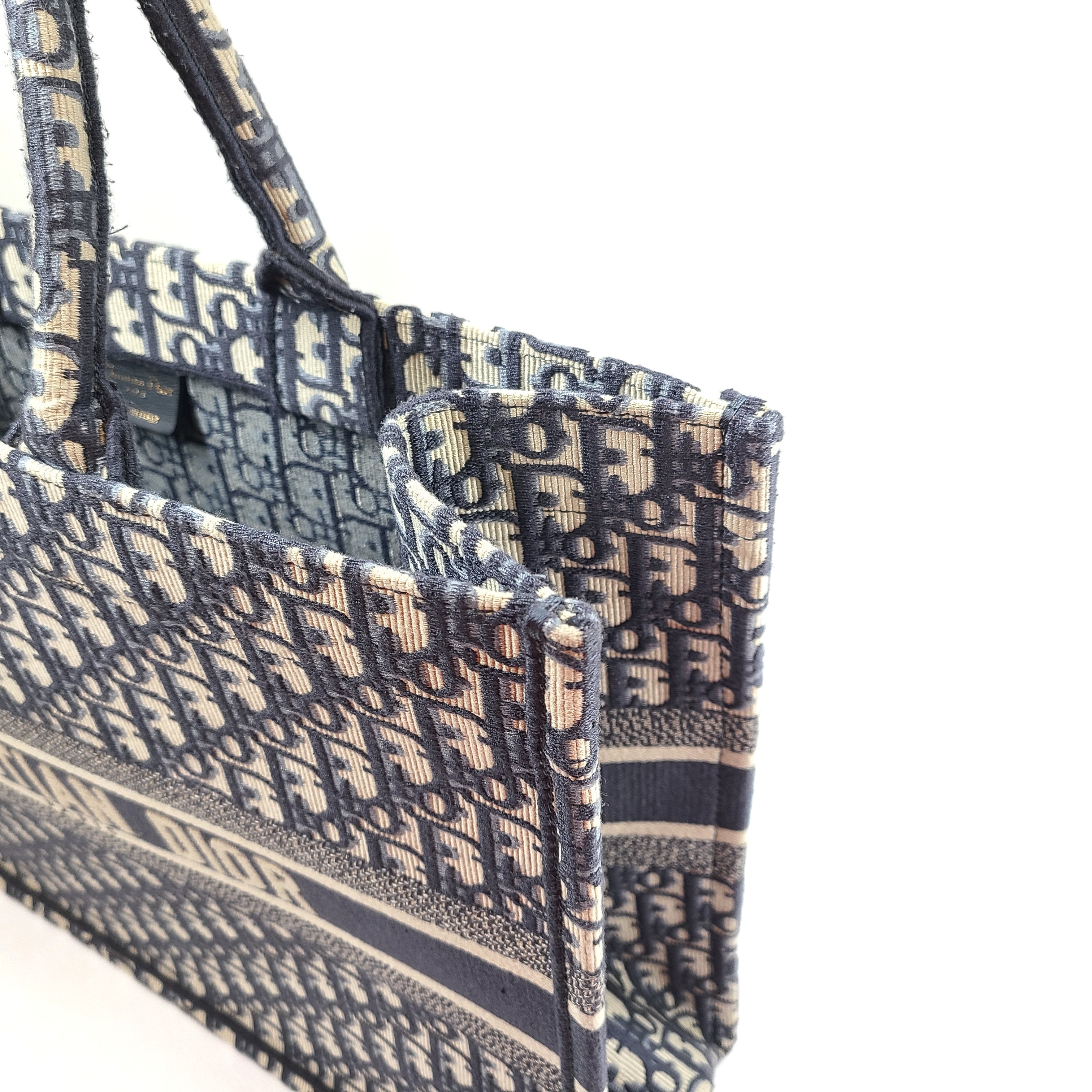 Christian Dior Large Book Tote Jacquard Oblique Embroidery Blue (42 x 35 x 18.5 cm)