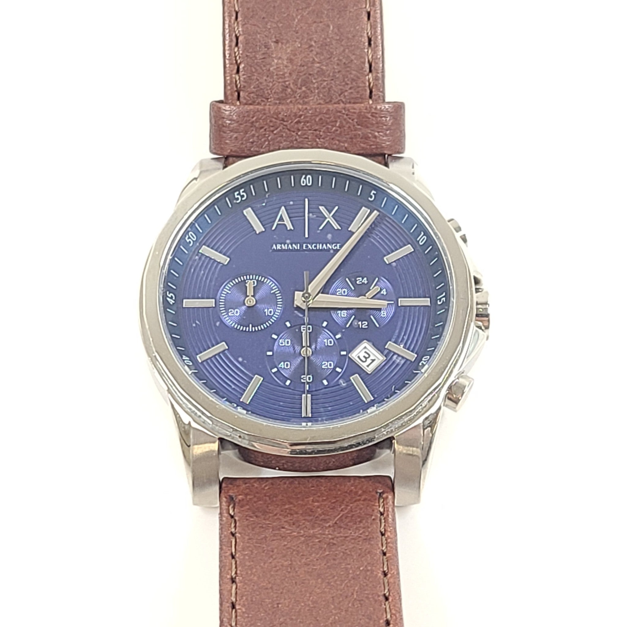 Armani Exchange A|X AX2501 Men's Outerbanks Watch Leather Band Blue Dial NWT