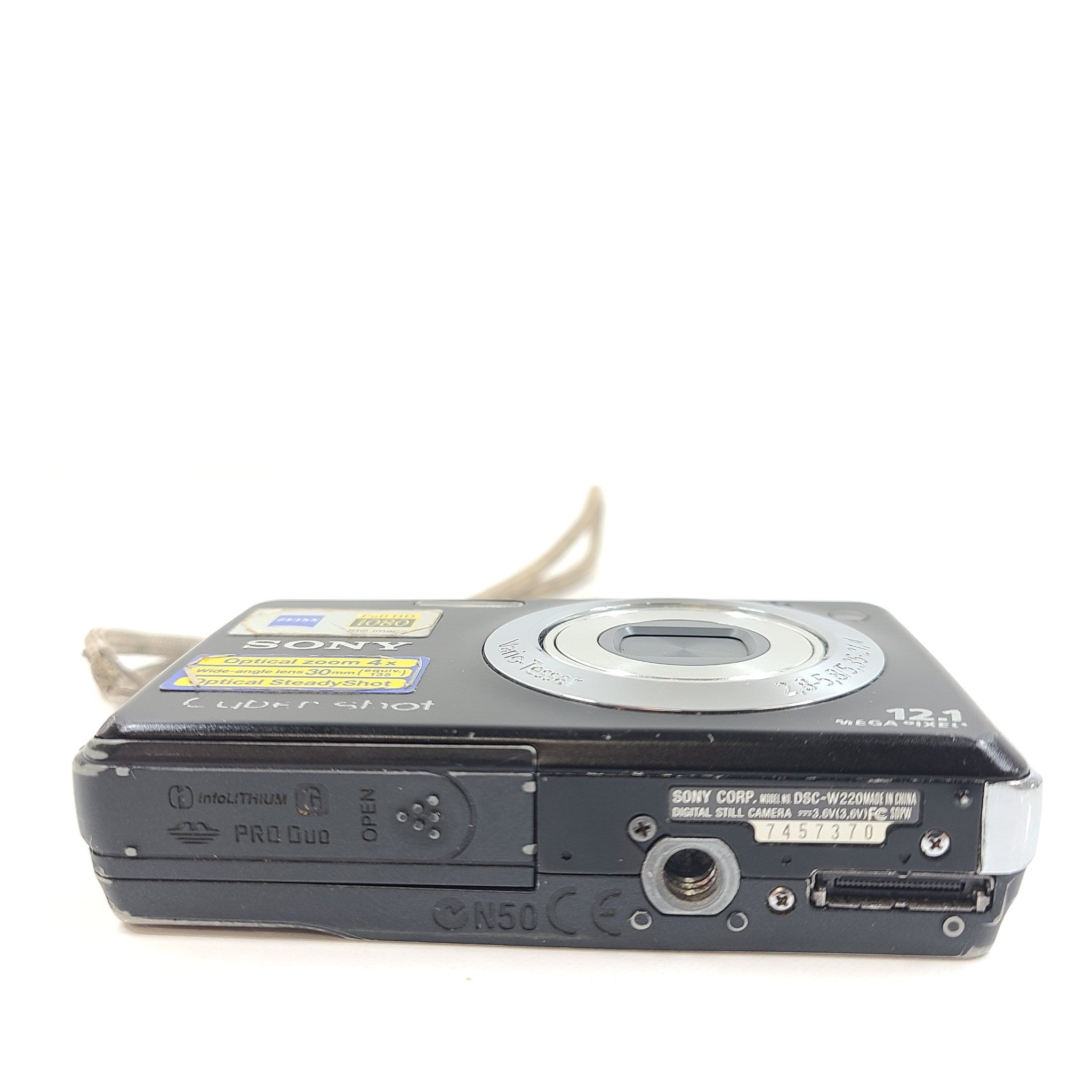 Sony Cyber-shot DSC-W220 12.1MP Digital Camera Black Works - READ