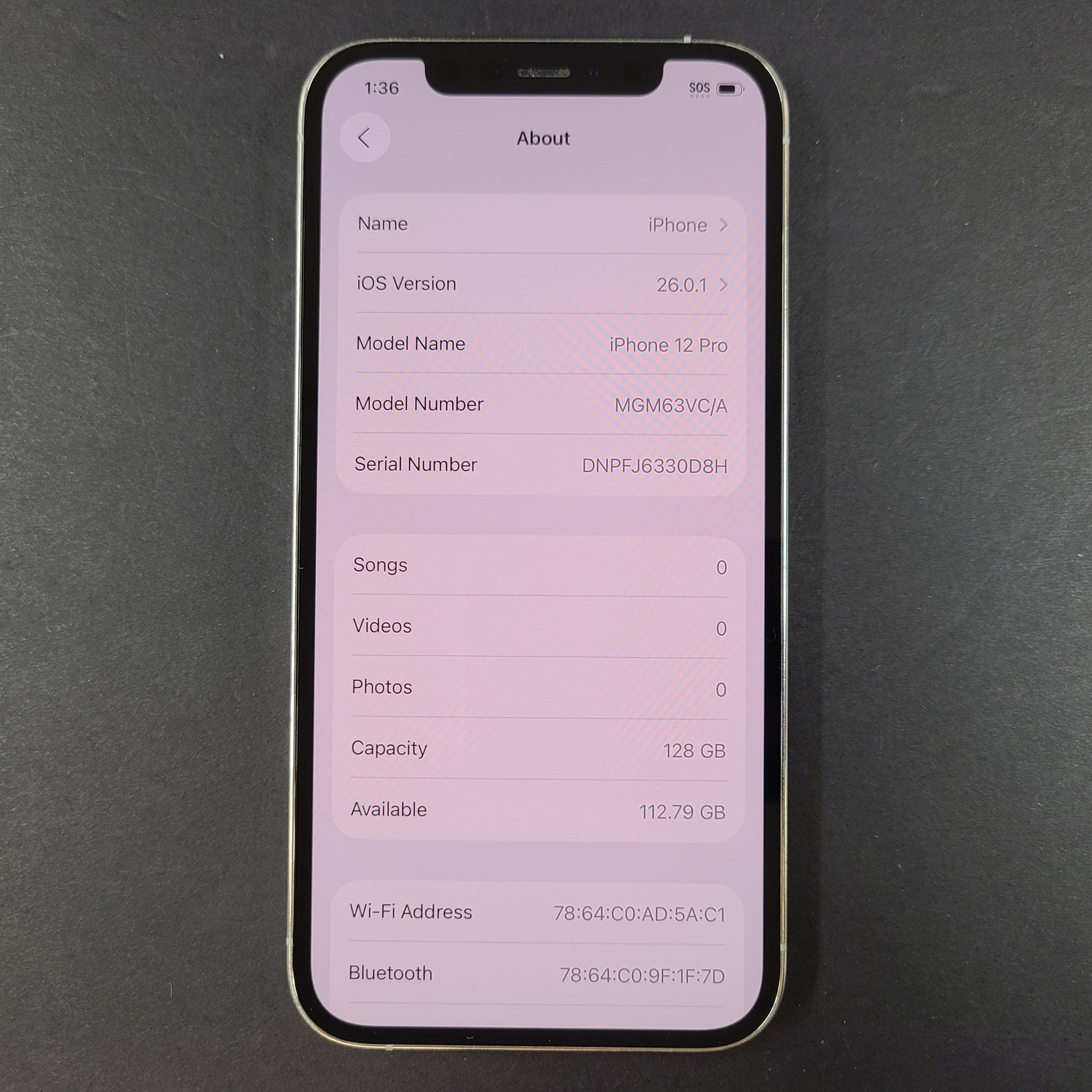 Apple iPhone 12 Pro A2341 White 128GB  (Unlocked) iOS Smartphone - Camera READ