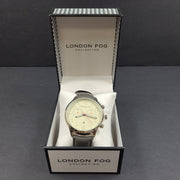 LONDON FOG Men's Multi Function Strap Watch Gray Leather Strap NEW