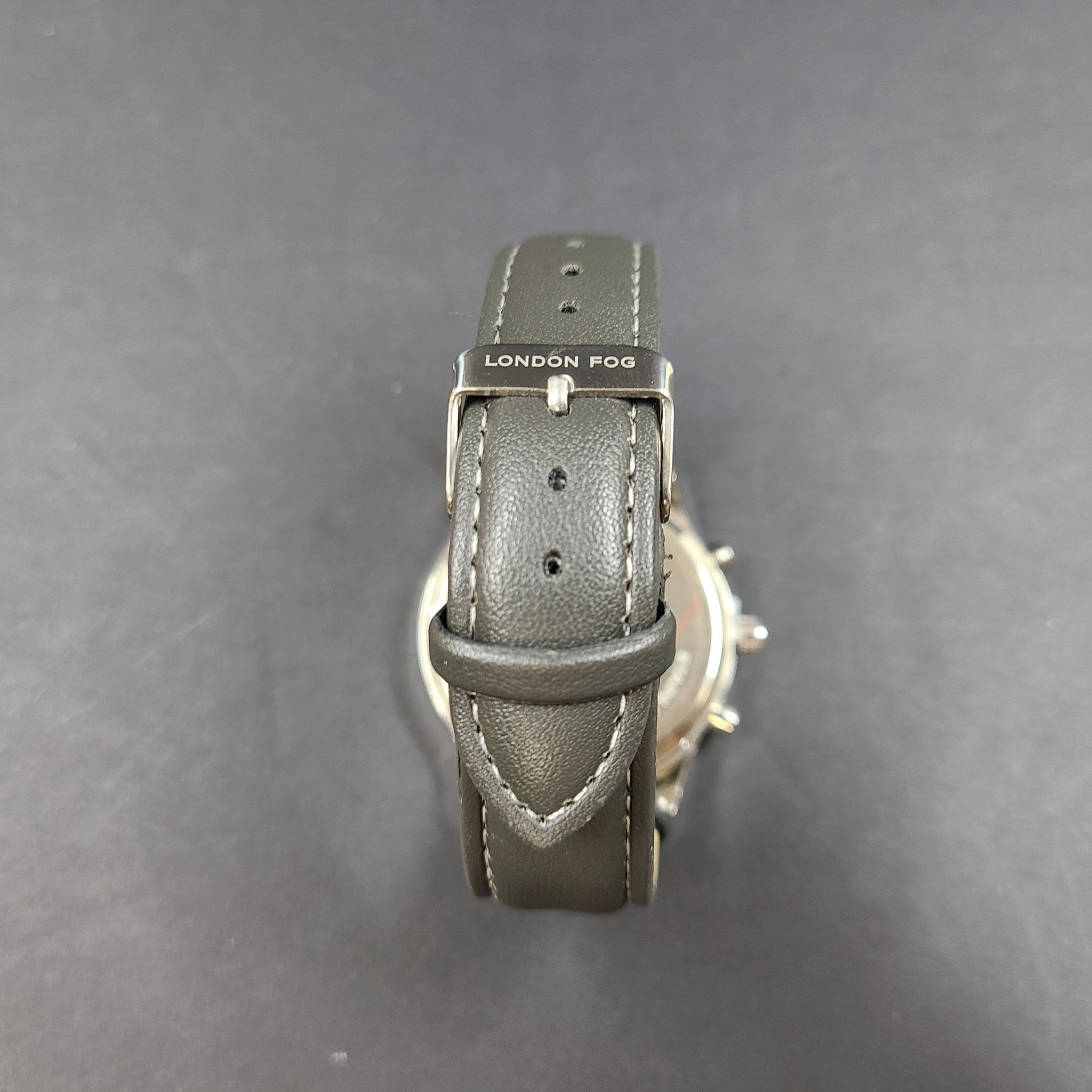 LONDON FOG Men's Multi Function Strap Watch Gray Leather Strap NEW