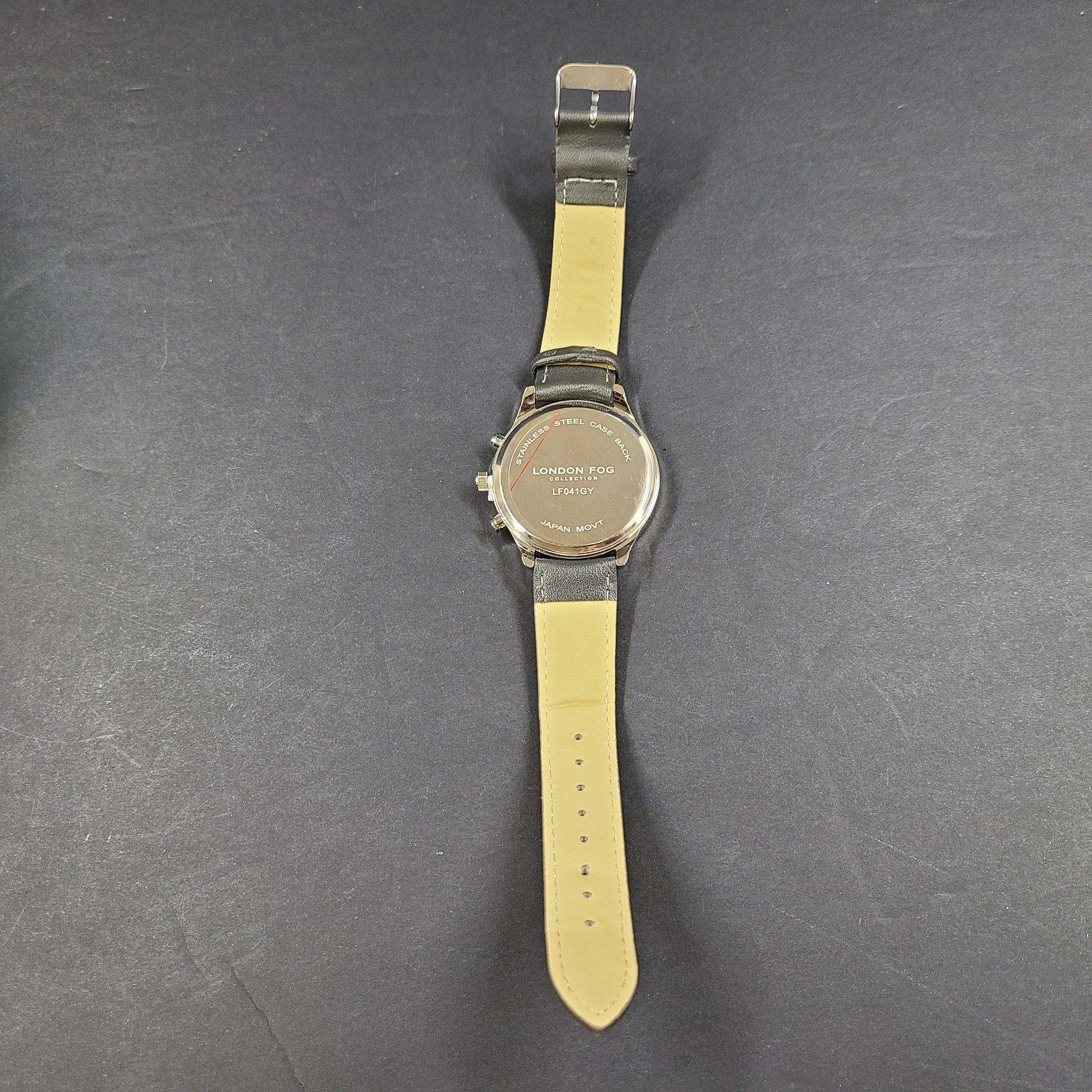 LONDON FOG Men's Multi Function Strap Watch Gray Leather Strap NEW