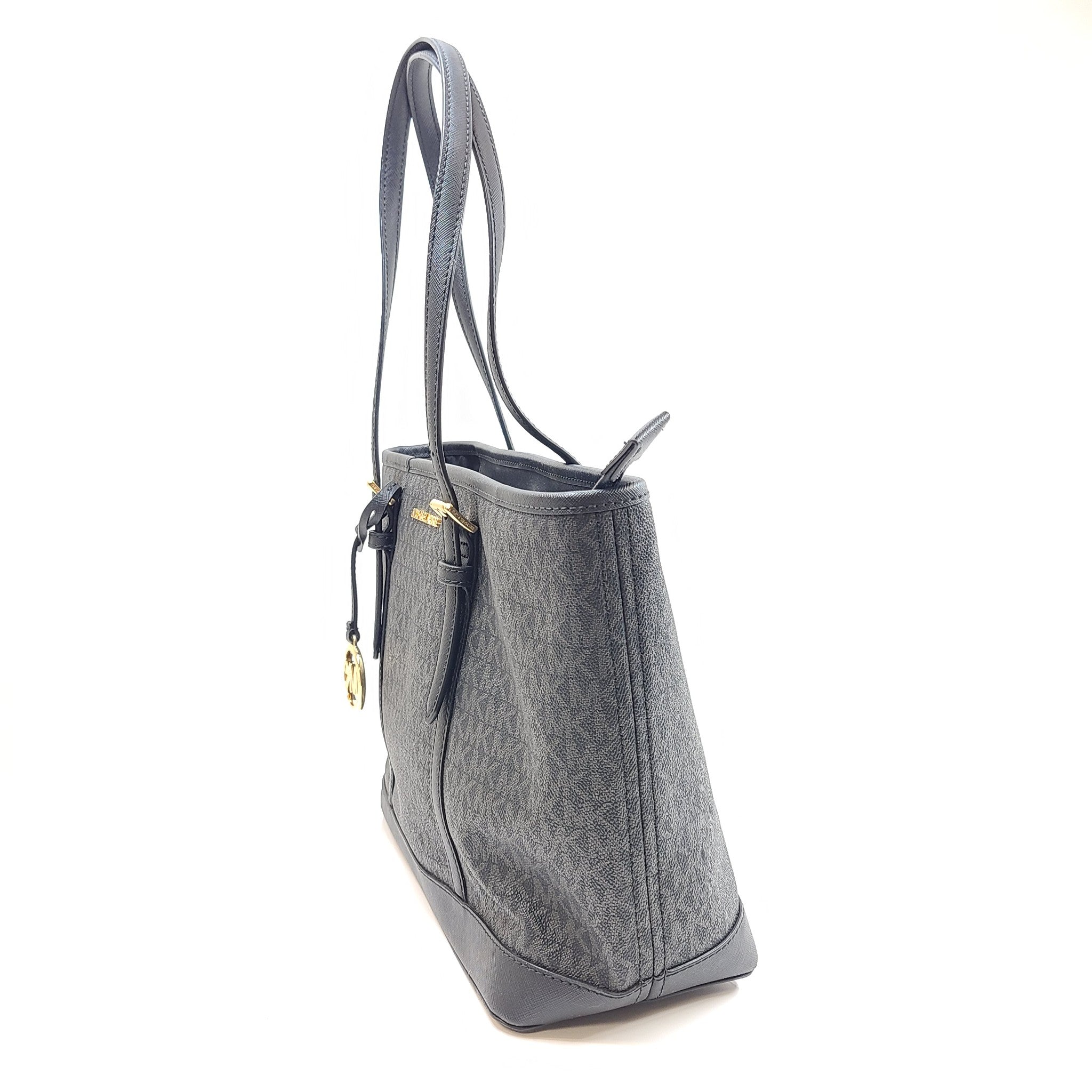 Michael Kors Jet Set Travel Small Logo Top-Zip Tote Bag Black NWT