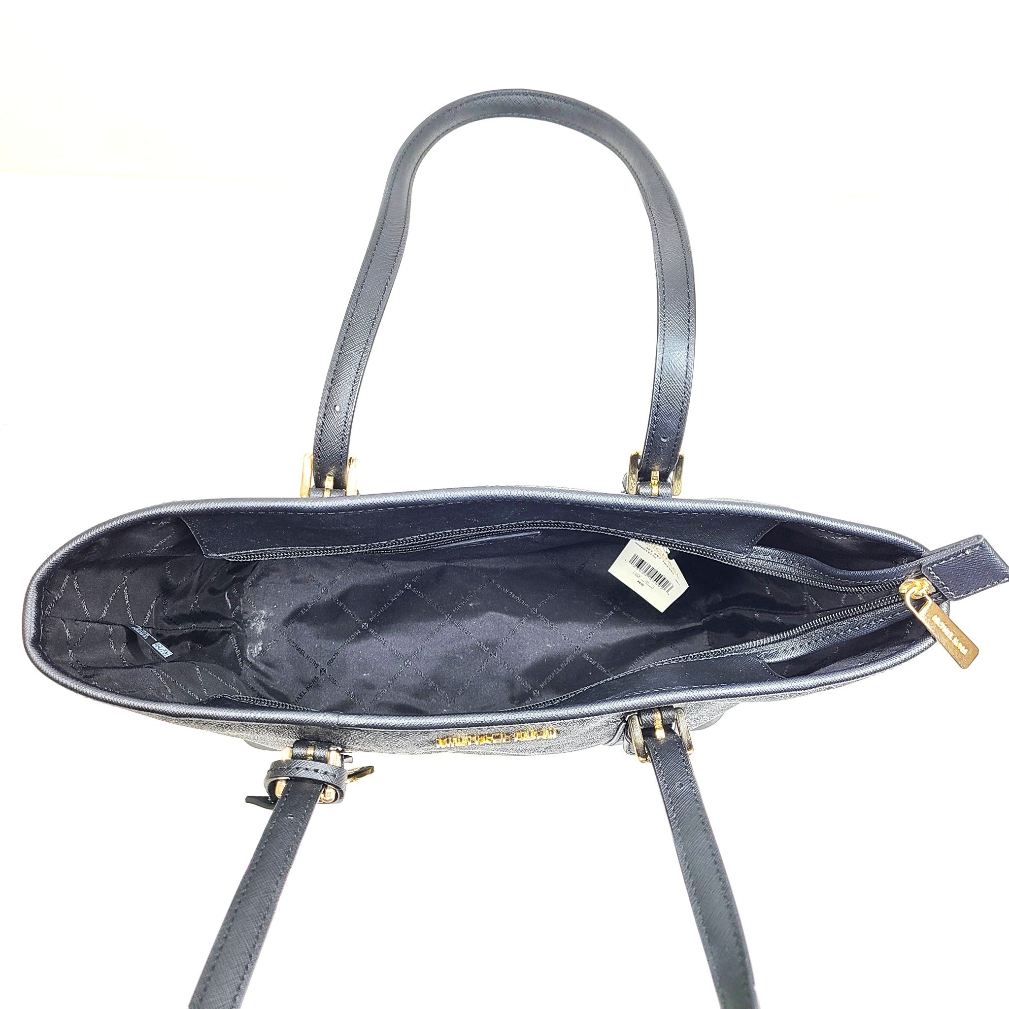 Michael Kors Jet Set Travel Small Logo Top-Zip Tote Bag Black NWT