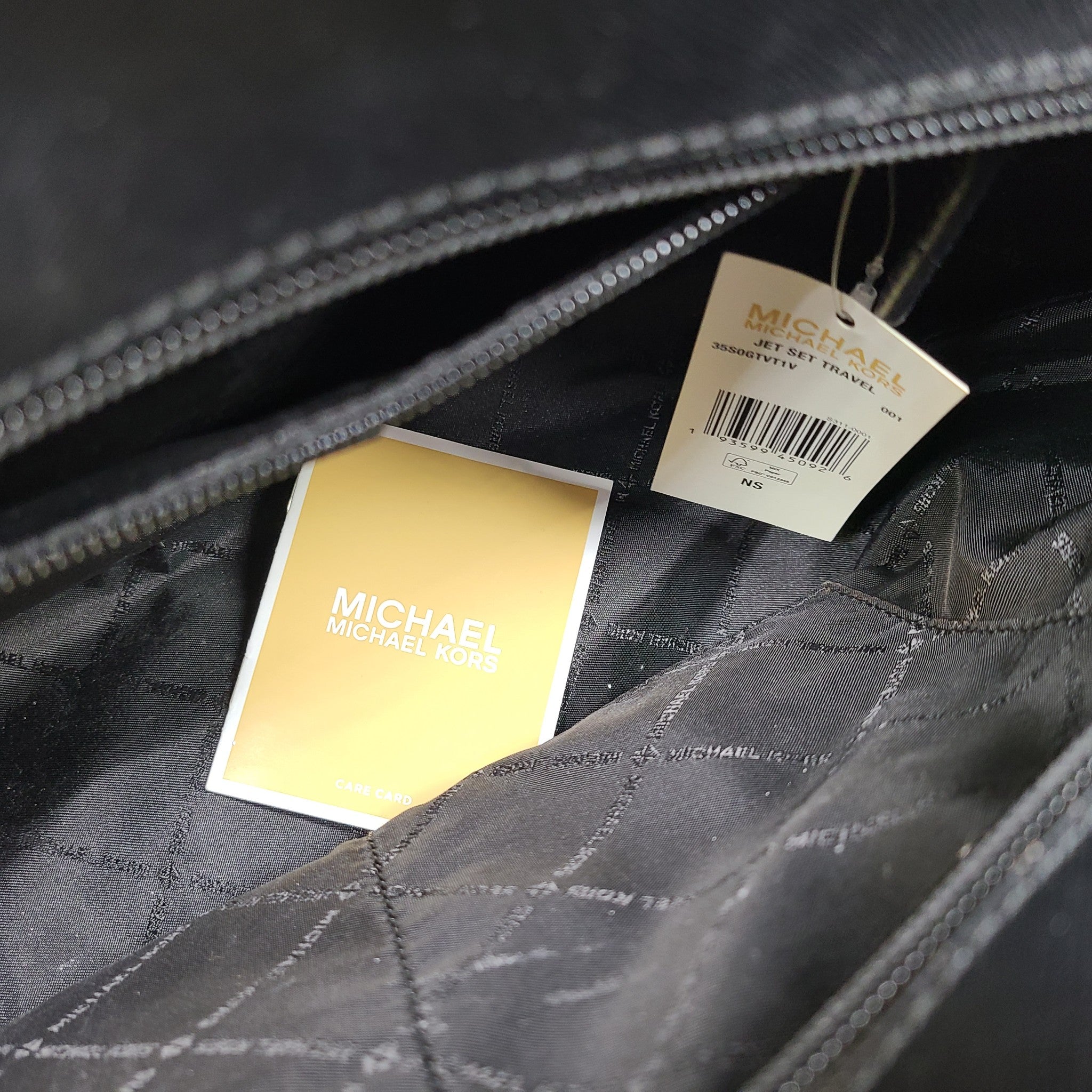 Michael Kors Jet Set Travel Small Logo Top-Zip Tote Bag Black NWT