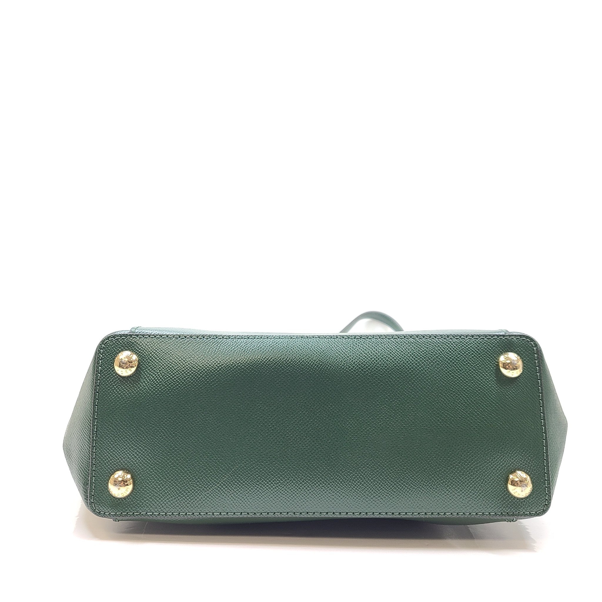 Michael Kors Jet Set Large Crossgrain Leather Top-Zip Tote Bag Moss Green EXC!