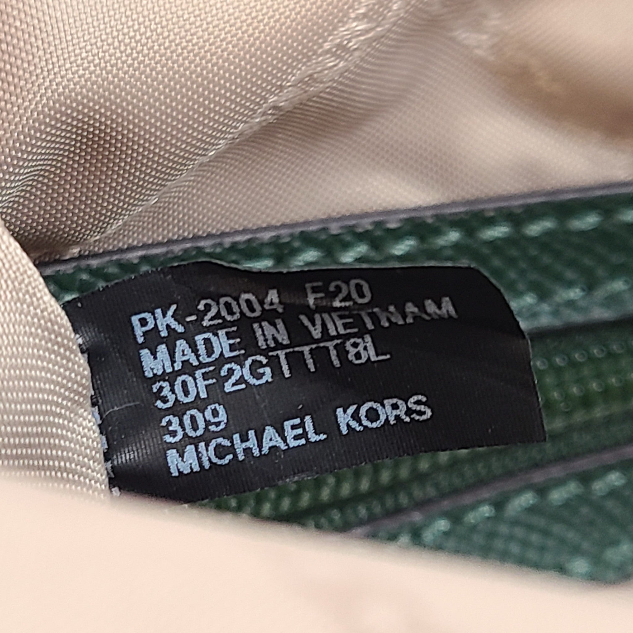 Michael Kors Jet Set Large Crossgrain Leather Top-Zip Tote Bag Moss Green EXC!