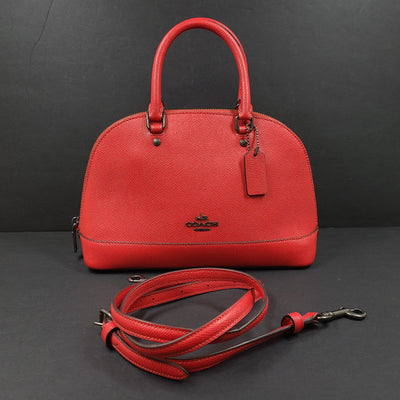 Coach Mini Sierra Satchel Crossgrain Leather Handbag Double Handles Red F27591